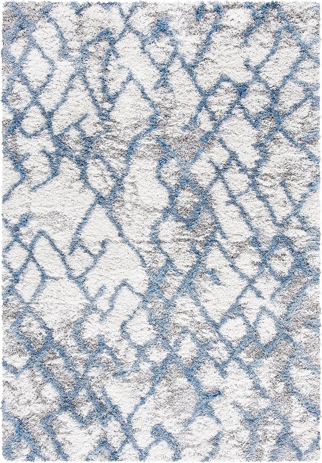 image:imageSAFAVIEH Horizon Shag Collection Area Rug 9 x 12 Ivory amp Rust Modern Abstract Design NonShedding amp Easy Care 25inch Thick Ideal for High Traffic Areas in Living Room Bedroom HZN894PIvoryBlue