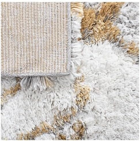 image:imageSAFAVIEH Horizon Shag Collection Area Rug 9 x 12 Ivory amp Rust Modern Abstract Design NonShedding amp Easy Care 25inch Thick Ideal for High Traffic Areas in Living Room Bedroom HZN894PIvoryGold