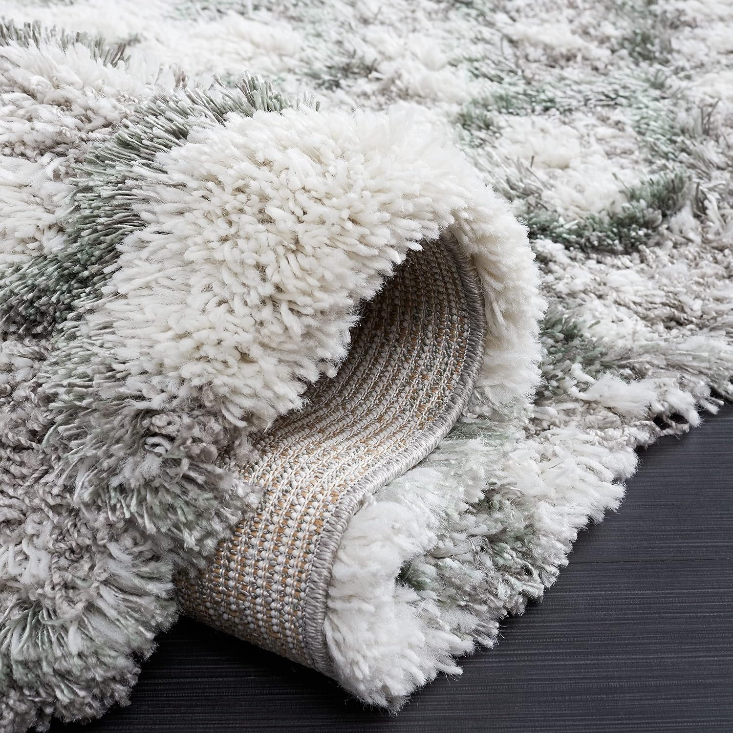 image:imageSAFAVIEH Horizon Shag Collection Area Rug 9 x 12 Ivory amp Rust Modern Abstract Design NonShedding amp Easy Care 25inch Thick Ideal for High Traffic Areas in Living Room Bedroom HZN894PIvoryGreen