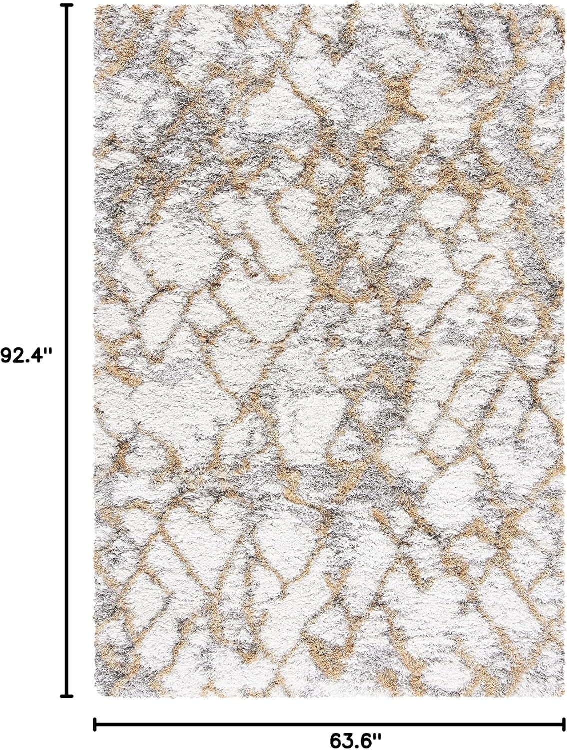 image:imageSAFAVIEH Horizon Shag Collection Area Rug 9 x 12 Ivory amp Rust Modern Abstract Design NonShedding amp Easy Care 25inch Thick Ideal for High Traffic Areas in Living Room Bedroom HZN894PIvoryGold