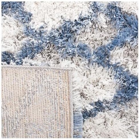 image:imageSAFAVIEH Horizon Shag Collection Area Rug 9 x 12 Ivory amp Rust Modern Abstract Design NonShedding amp Easy Care 25inch Thick Ideal for High Traffic Areas in Living Room Bedroom HZN894PIvoryBlue