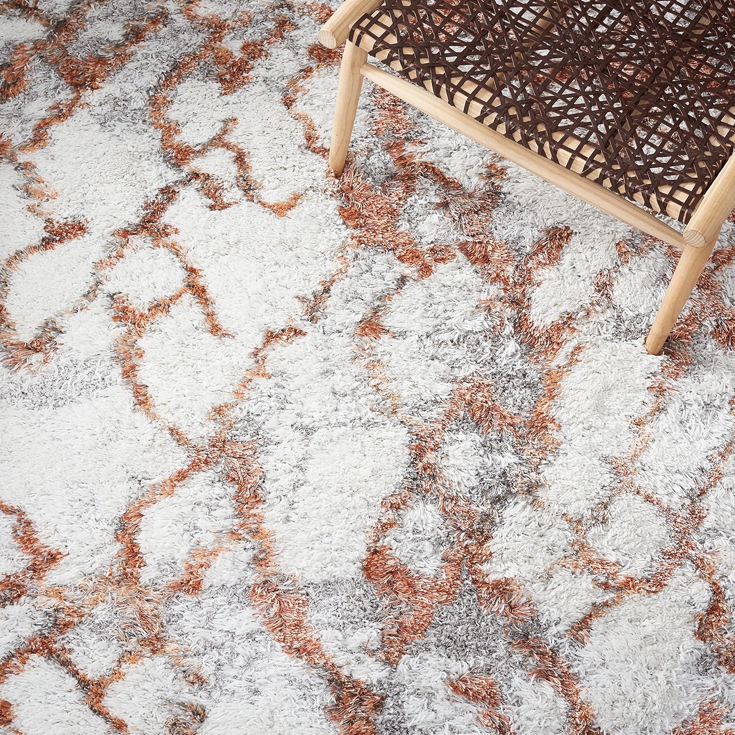 image:imageSAFAVIEH Horizon Shag Collection Area Rug 9 x 12 Ivory amp Rust Modern Abstract Design NonShedding amp Easy Care 25inch Thick Ideal for High Traffic Areas in Living Room Bedroom HZN894PIvoryRust