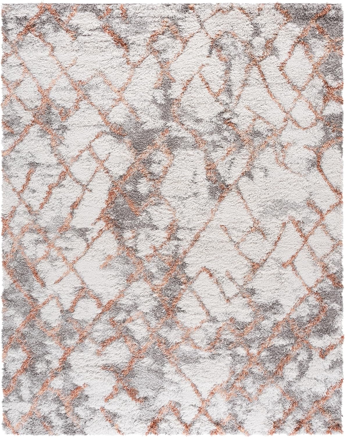 image:imageSAFAVIEH Horizon Shag Collection Area Rug 9 x 12 Ivory amp Rust Modern Abstract Design NonShedding amp Easy Care 25inch Thick Ideal for High Traffic Areas in Living Room Bedroom HZN894PIvoryRust