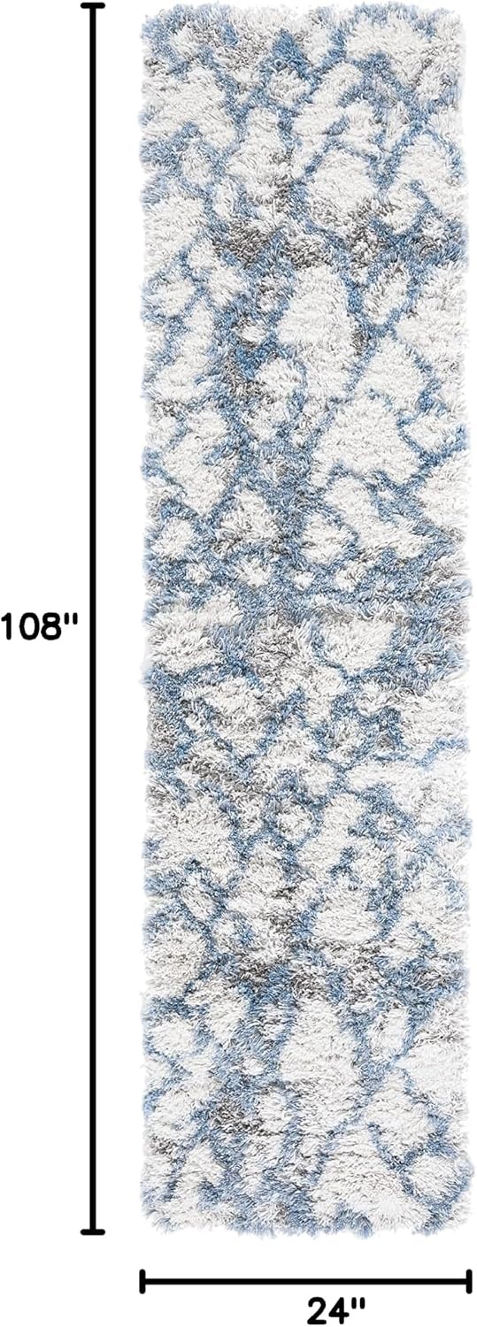 image:imageSAFAVIEH Horizon Shag Collection Area Rug 9 x 12 Ivory amp Rust Modern Abstract Design NonShedding amp Easy Care 25inch Thick Ideal for High Traffic Areas in Living Room Bedroom HZN894PIvoryBlue