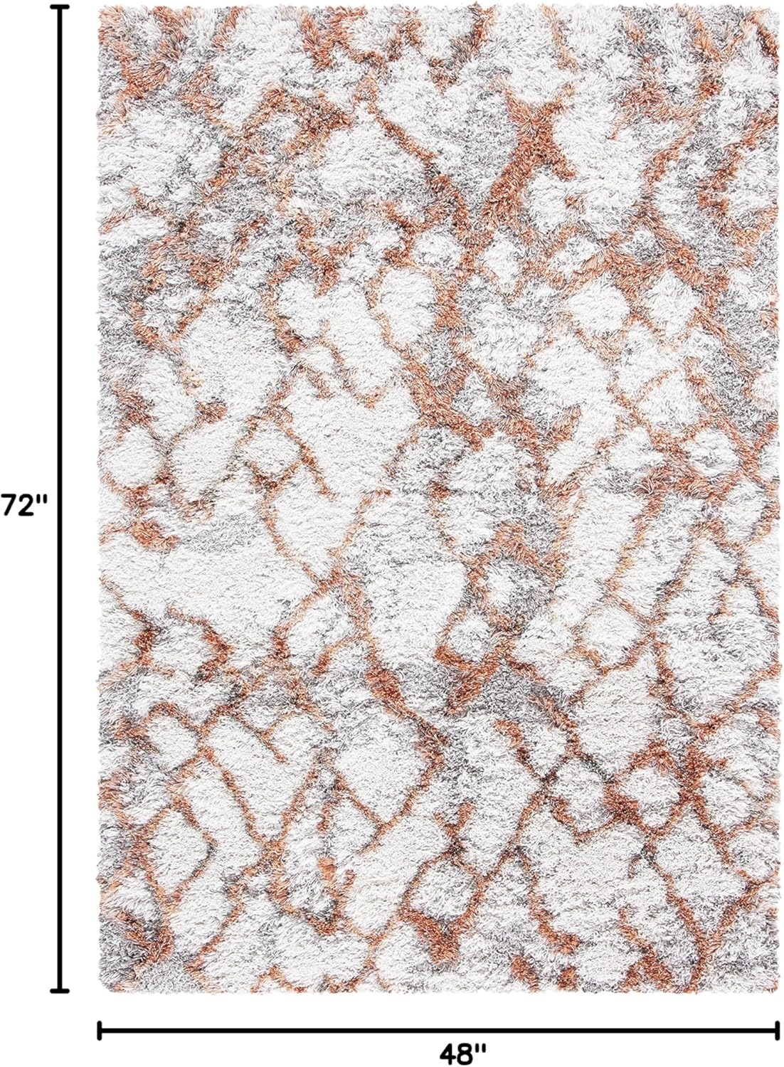 image:imageSAFAVIEH Horizon Shag Collection Area Rug 9 x 12 Ivory amp Rust Modern Abstract Design NonShedding amp Easy Care 25inch Thick Ideal for High Traffic Areas in Living Room Bedroom HZN894PIvoryRust