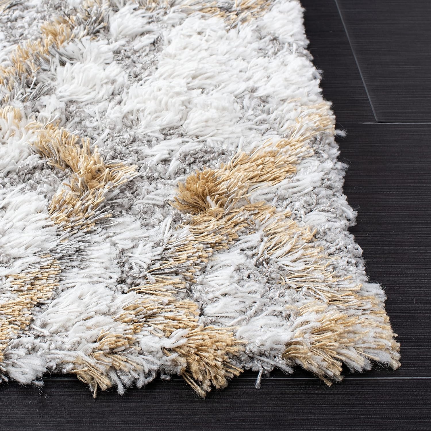 image:imageSAFAVIEH Horizon Shag Collection Area Rug 9 x 12 Ivory amp Rust Modern Abstract Design NonShedding amp Easy Care 25inch Thick Ideal for High Traffic Areas in Living Room Bedroom HZN894PIvoryGold