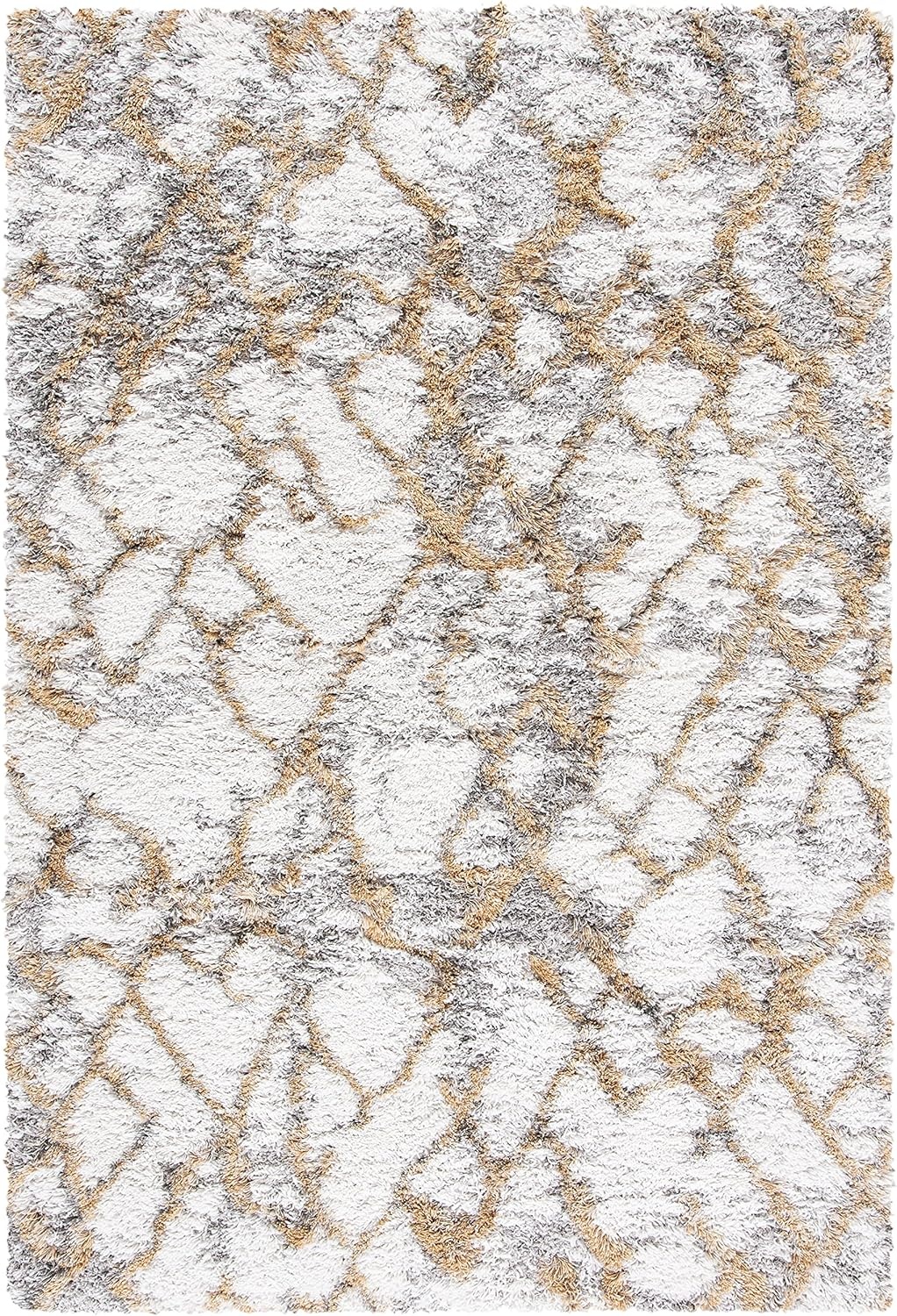 image:imageSAFAVIEH Horizon Shag Collection Area Rug 9 x 12 Ivory amp Rust Modern Abstract Design NonShedding amp Easy Care 25inch Thick Ideal for High Traffic Areas in Living Room Bedroom HZN894PIvoryGold