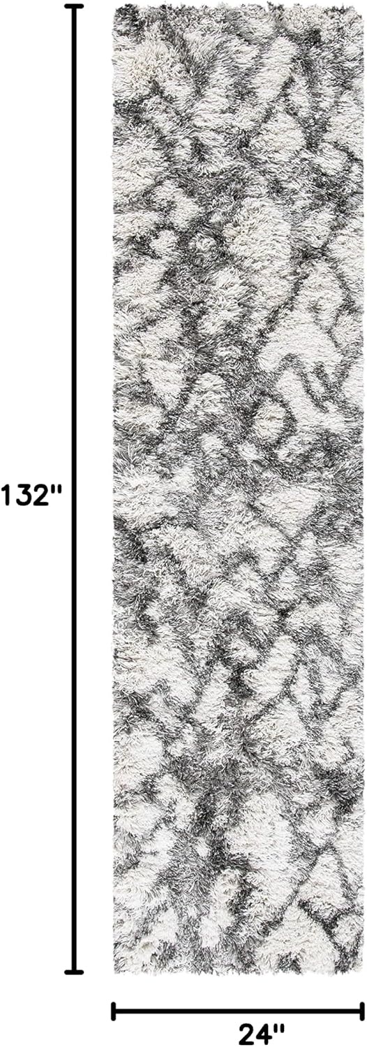 image:imageSAFAVIEH Horizon Shag Collection Area Rug 9 x 12 Ivory amp Rust Modern Abstract Design NonShedding amp Easy Care 25inch Thick Ideal for High Traffic Areas in Living Room Bedroom HZN894PGreyIvory