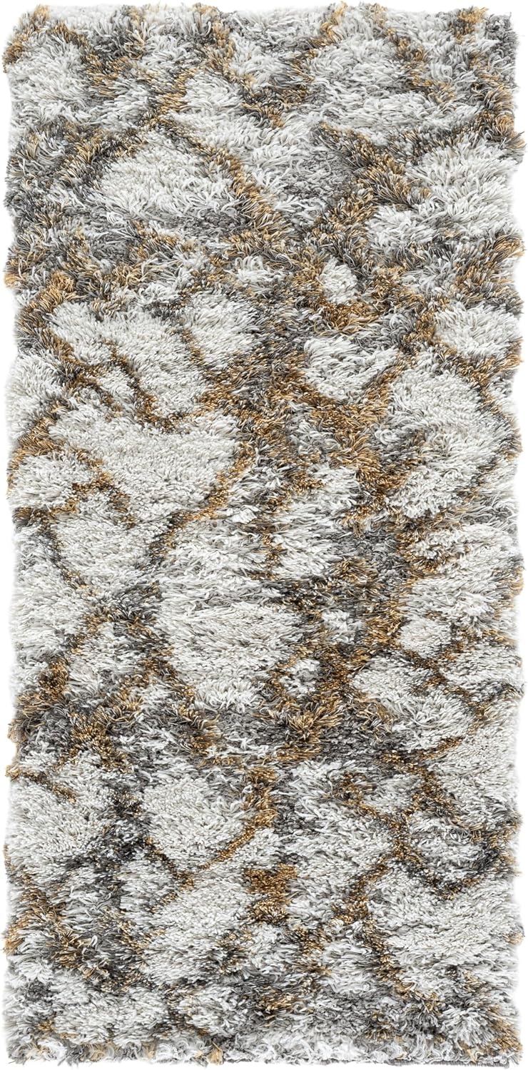image:imageSAFAVIEH Horizon Shag Collection Area Rug 9 x 12 Ivory amp Rust Modern Abstract Design NonShedding amp Easy Care 25inch Thick Ideal for High Traffic Areas in Living Room Bedroom HZN894PIvoryGold