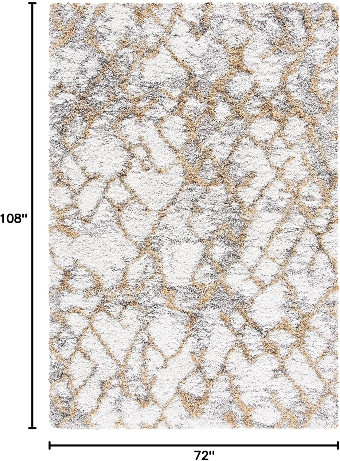 image:imageSAFAVIEH Horizon Shag Collection Area Rug 9 x 12 Ivory amp Rust Modern Abstract Design NonShedding amp Easy Care 25inch Thick Ideal for High Traffic Areas in Living Room Bedroom HZN894PIvoryGold