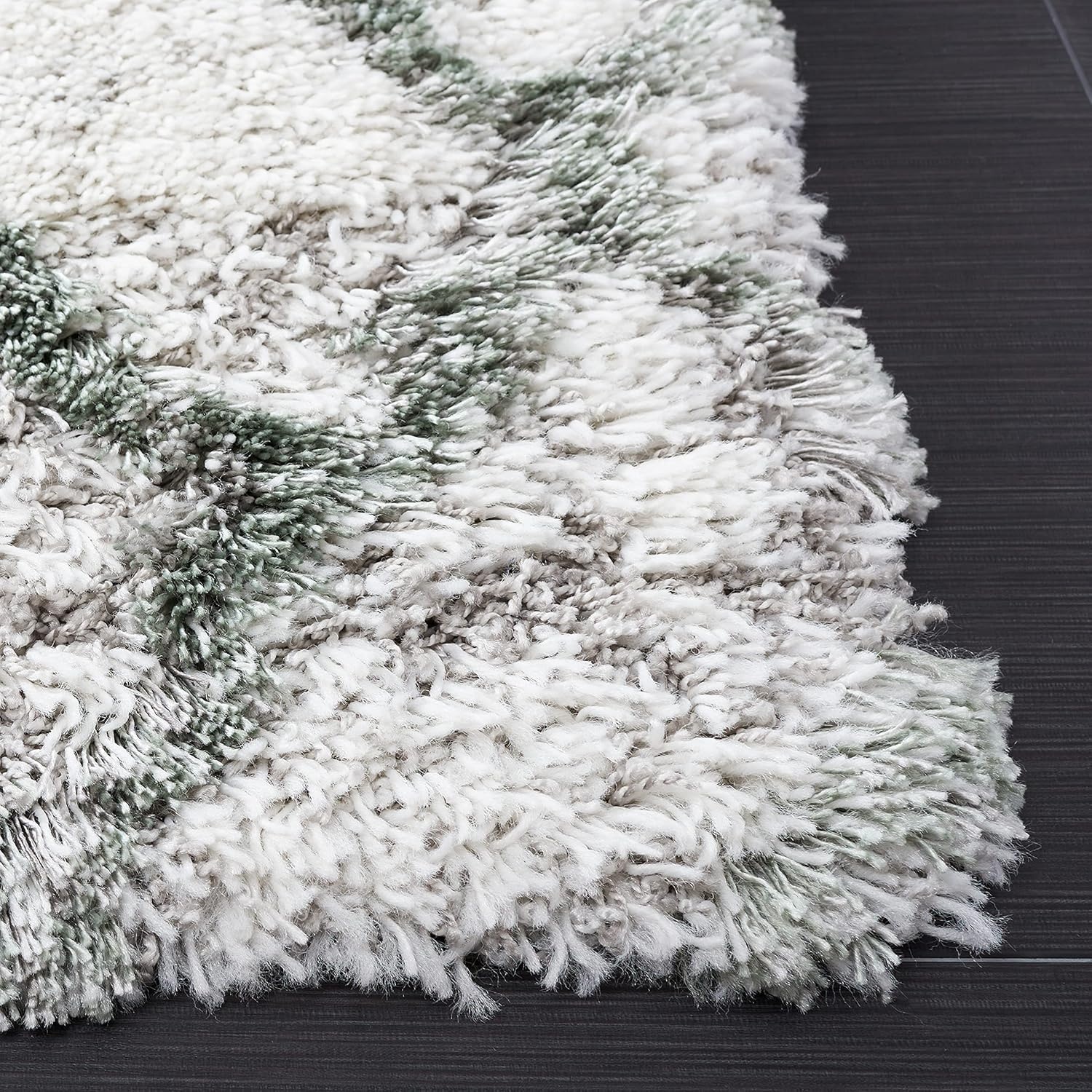 image:imageSAFAVIEH Horizon Shag Collection Area Rug 9 x 12 Ivory amp Rust Modern Abstract Design NonShedding amp Easy Care 25inch Thick Ideal for High Traffic Areas in Living Room Bedroom HZN894PIvoryGreen