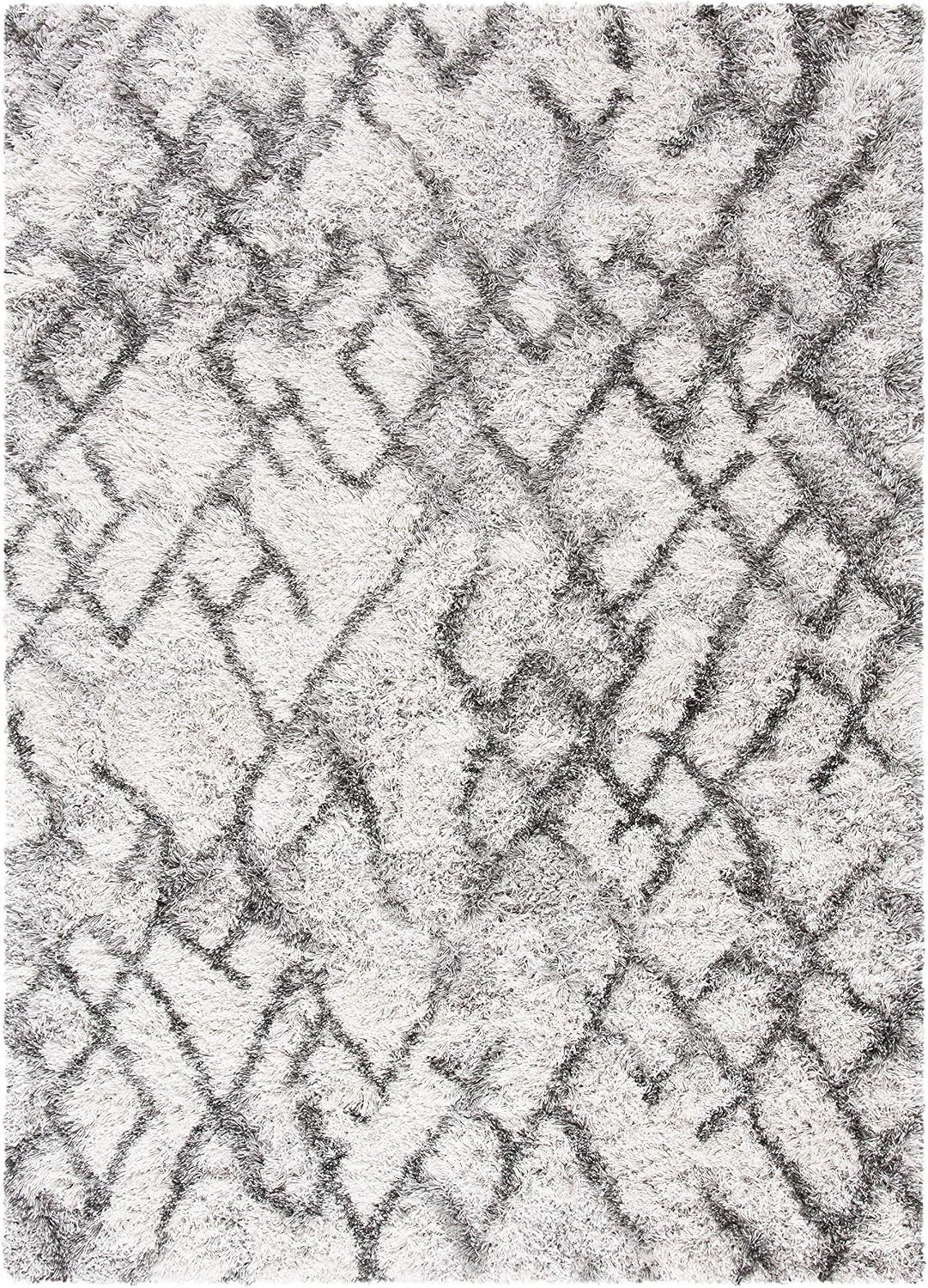 image:imageSAFAVIEH Horizon Shag Collection Area Rug 9 x 12 Ivory amp Rust Modern Abstract Design NonShedding amp Easy Care 25inch Thick Ideal for High Traffic Areas in Living Room Bedroom HZN894PGreyIvory