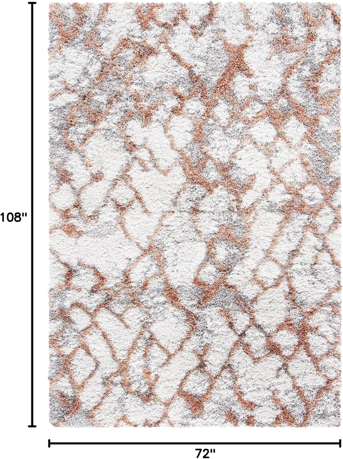 image:imageSAFAVIEH Horizon Shag Collection Area Rug 9 x 12 Ivory amp Rust Modern Abstract Design NonShedding amp Easy Care 25inch Thick Ideal for High Traffic Areas in Living Room Bedroom HZN894PIvoryRust