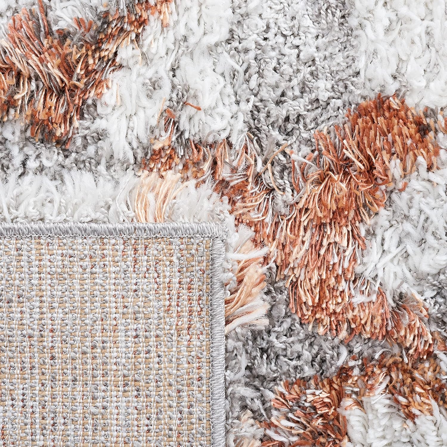 image:imageSAFAVIEH Horizon Shag Collection Area Rug 9 x 12 Ivory amp Rust Modern Abstract Design NonShedding amp Easy Care 25inch Thick Ideal for High Traffic Areas in Living Room Bedroom HZN894PIvoryRust
