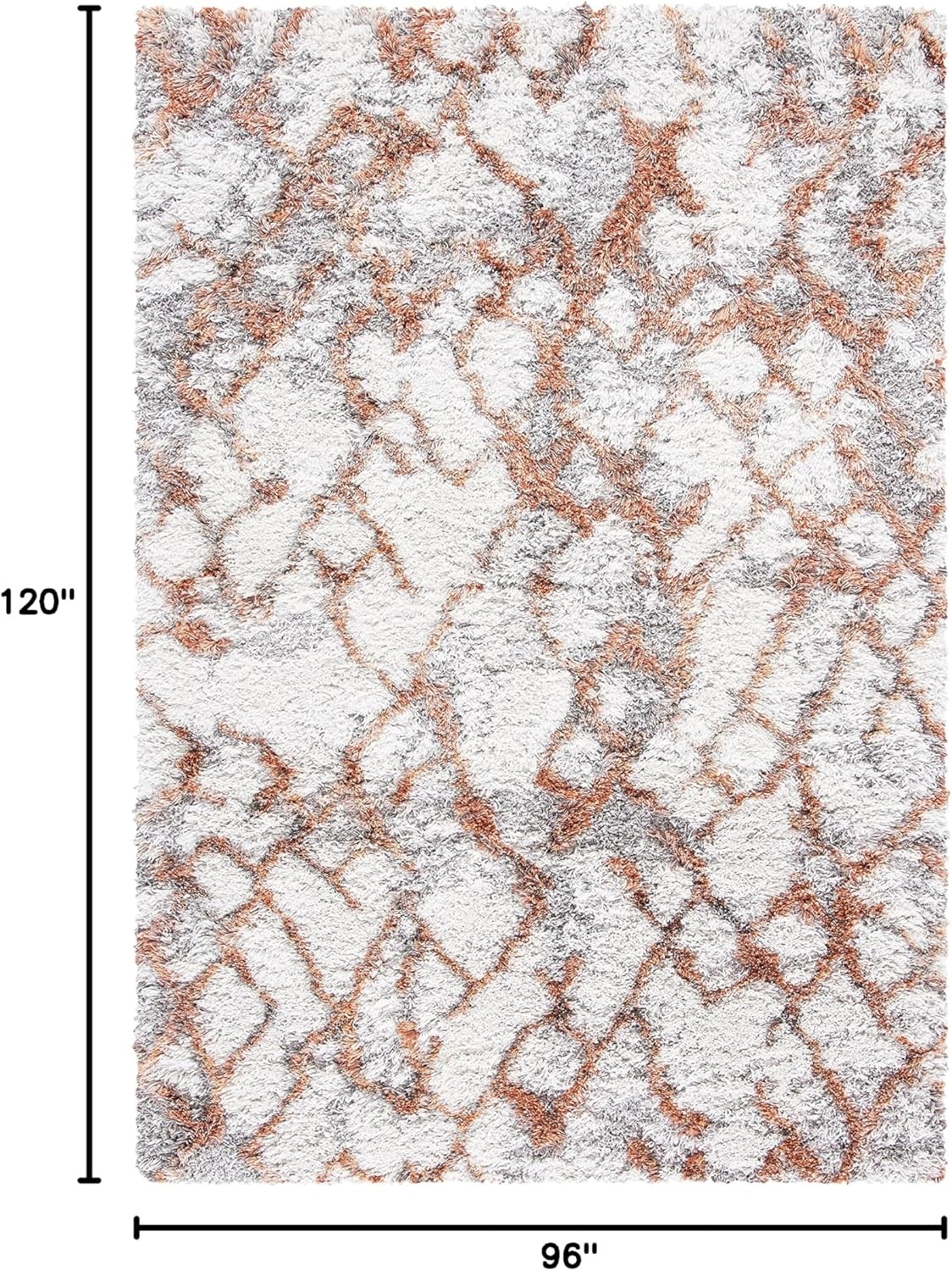 image:imageSAFAVIEH Horizon Shag Collection Area Rug 9 x 12 Ivory amp Rust Modern Abstract Design NonShedding amp Easy Care 25inch Thick Ideal for High Traffic Areas in Living Room Bedroom HZN894PIvoryRust