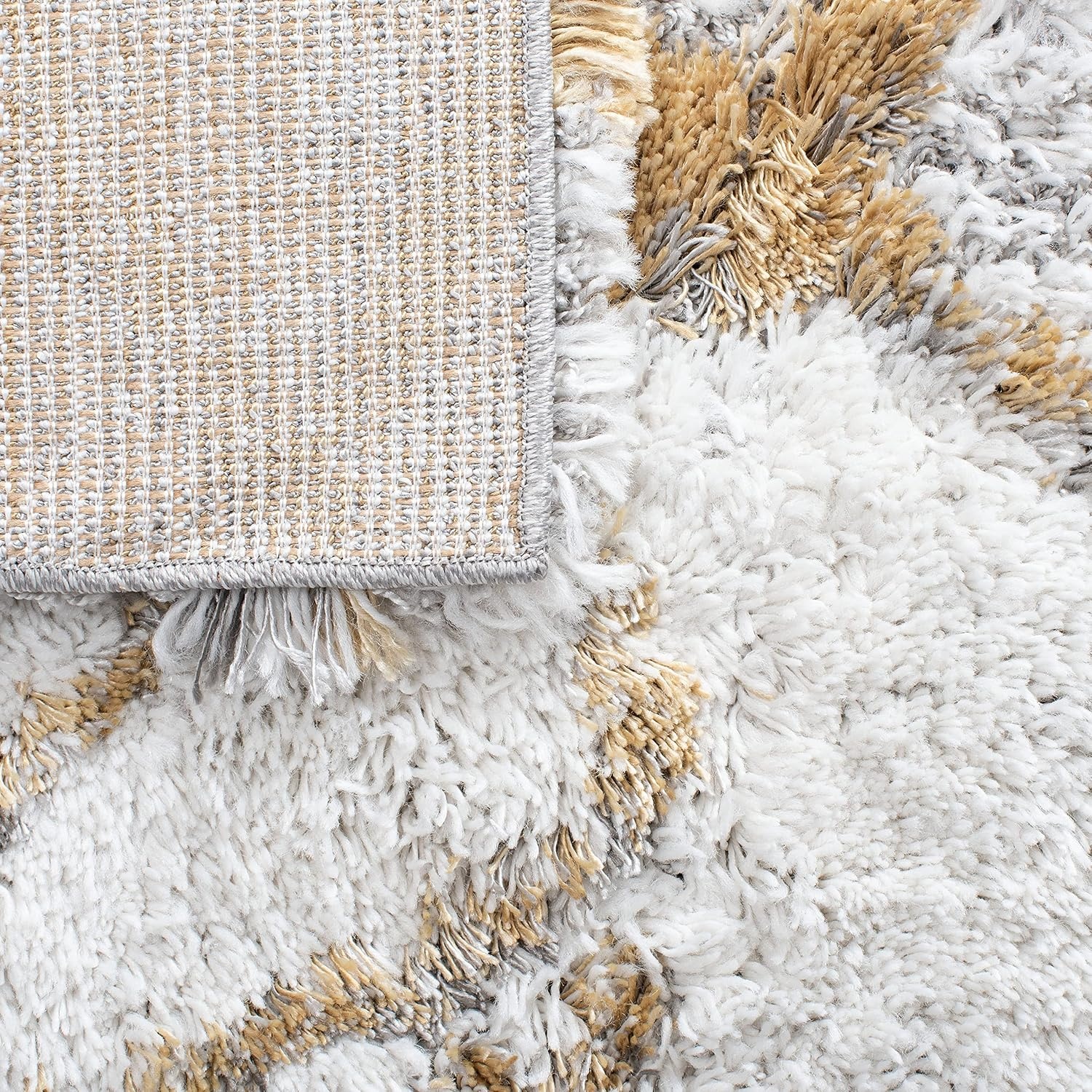 image:imageSAFAVIEH Horizon Shag Collection Area Rug 9 x 12 Ivory amp Rust Modern Abstract Design NonShedding amp Easy Care 25inch Thick Ideal for High Traffic Areas in Living Room Bedroom HZN894PIvoryGold