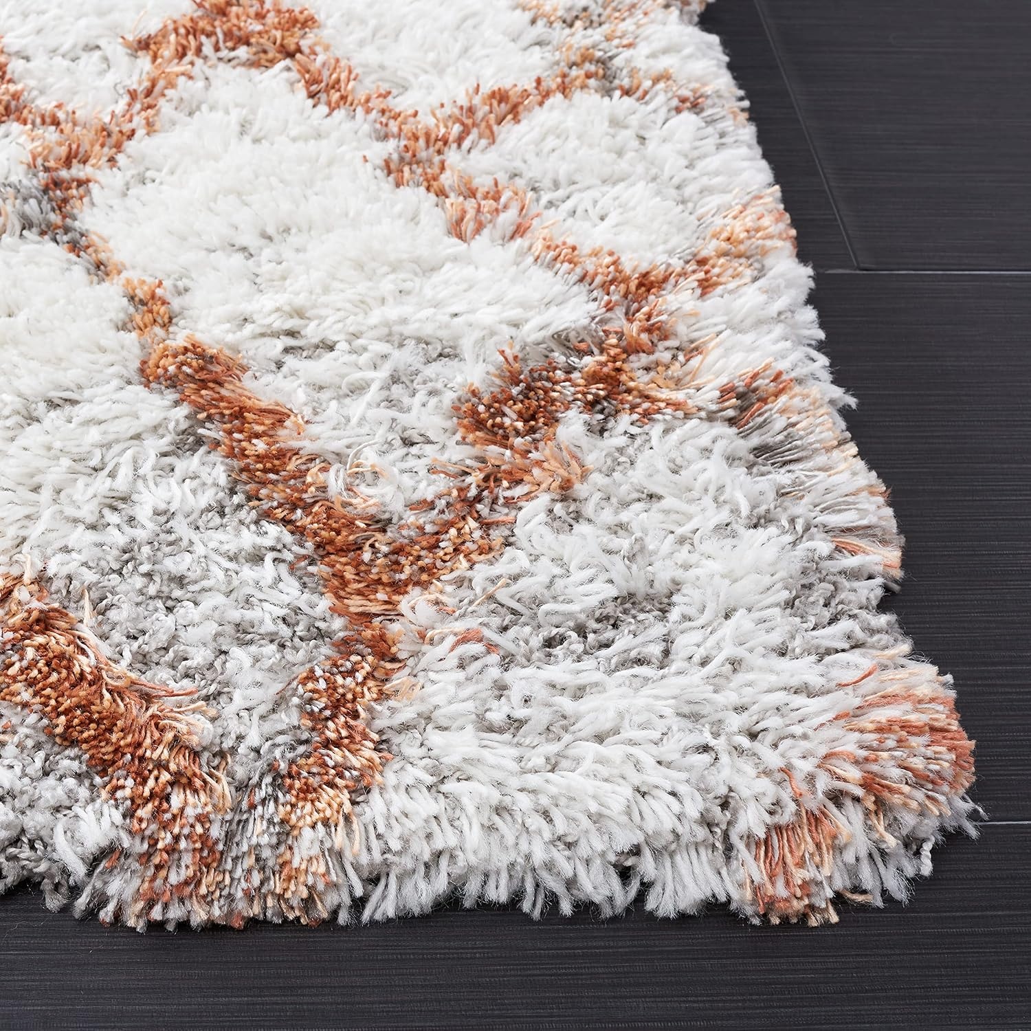 image:imageSAFAVIEH Horizon Shag Collection Area Rug 9 x 12 Ivory amp Rust Modern Abstract Design NonShedding amp Easy Care 25inch Thick Ideal for High Traffic Areas in Living Room Bedroom HZN894PIvoryRust