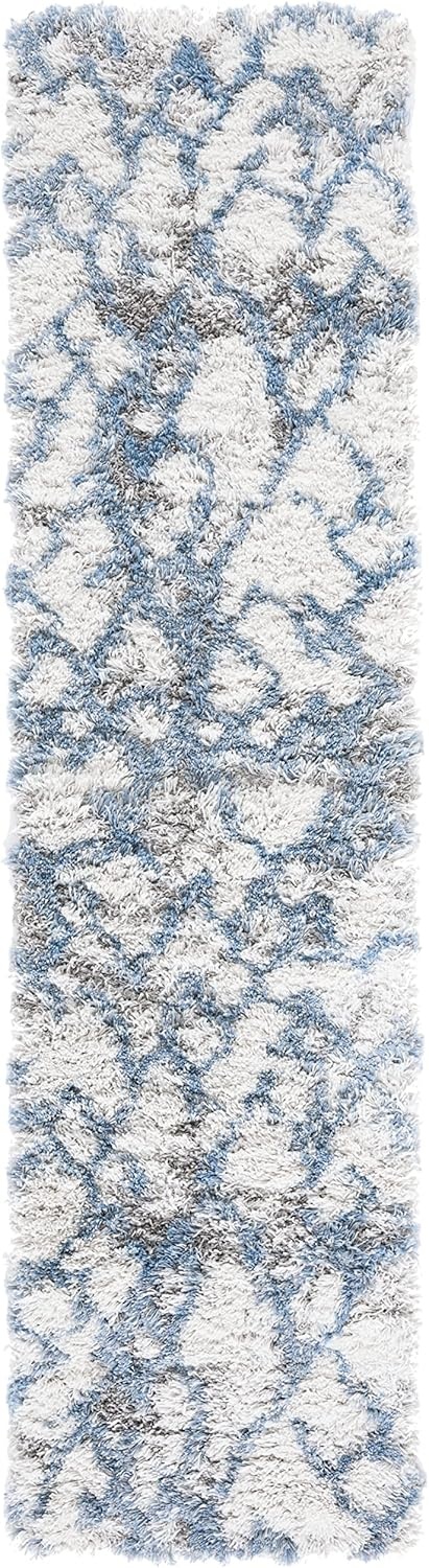 image:imageSAFAVIEH Horizon Shag Collection Area Rug 9 x 12 Ivory amp Rust Modern Abstract Design NonShedding amp Easy Care 25inch Thick Ideal for High Traffic Areas in Living Room Bedroom HZN894PIvoryBlue