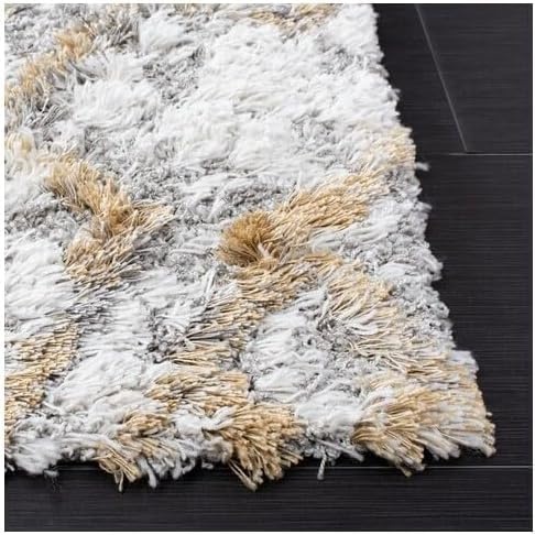 image:imageSAFAVIEH Horizon Shag Collection Area Rug 9 x 12 Ivory amp Rust Modern Abstract Design NonShedding amp Easy Care 25inch Thick Ideal for High Traffic Areas in Living Room Bedroom HZN894PIvoryGold