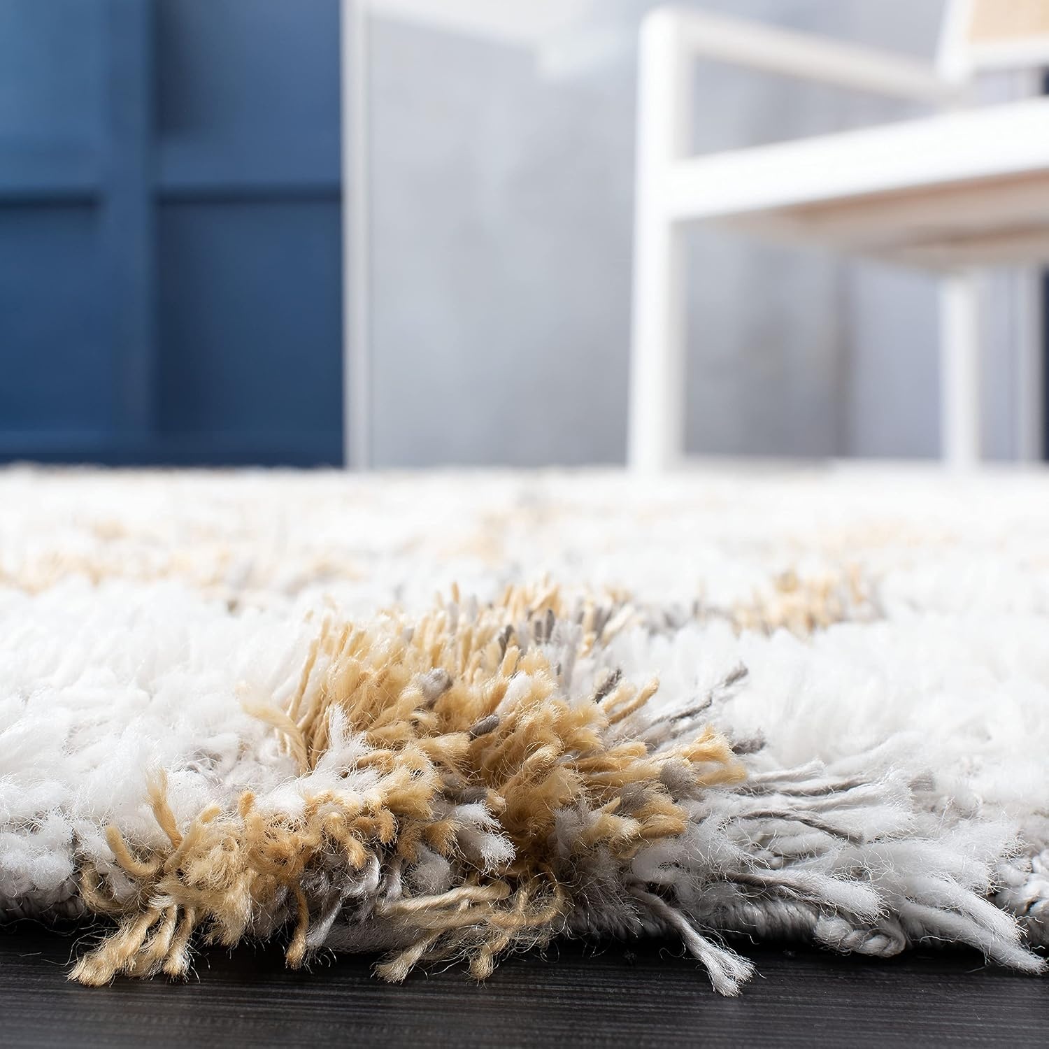 image:imageSAFAVIEH Horizon Shag Collection Area Rug 9 x 12 Ivory amp Rust Modern Abstract Design NonShedding amp Easy Care 25inch Thick Ideal for High Traffic Areas in Living Room Bedroom HZN894PIvoryGold