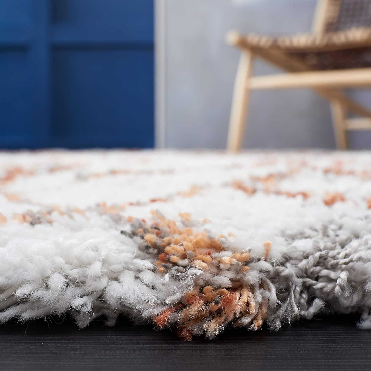 image:imageSAFAVIEH Horizon Shag Collection Area Rug 9 x 12 Ivory amp Rust Modern Abstract Design NonShedding amp Easy Care 25inch Thick Ideal for High Traffic Areas in Living Room Bedroom HZN894PIvoryRust