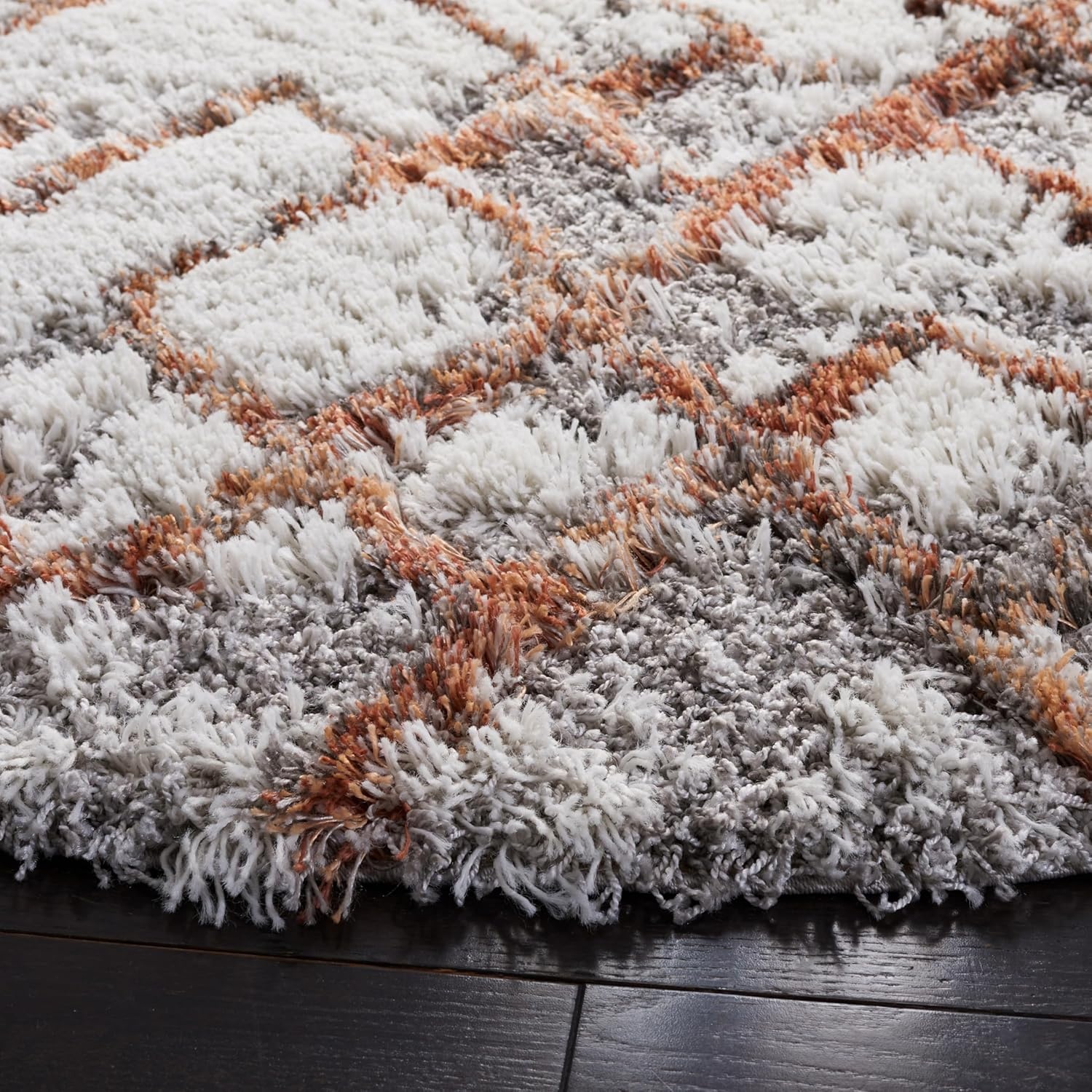 image:imageSAFAVIEH Horizon Shag Collection Area Rug 9 x 12 Ivory amp Rust Modern Abstract Design NonShedding amp Easy Care 25inch Thick Ideal for High Traffic Areas in Living Room Bedroom HZN894PIvoryRust