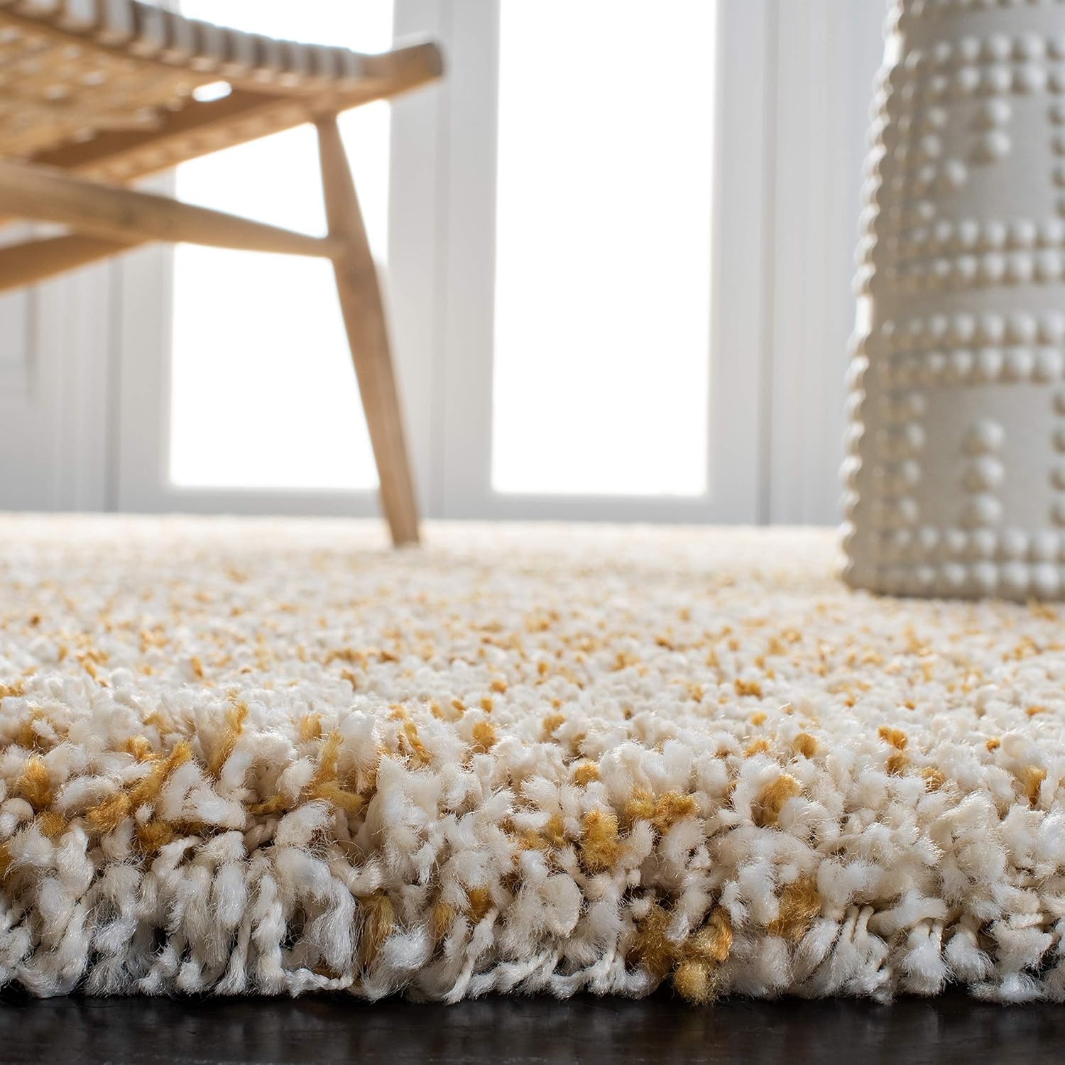 image:imageSAFAVIEH Hudson Shag Collection Area Rug 10 x 14 Ivory amp Grey Modern Abstract Design NonShedding amp Easy Care 2inch Thick Ideal for High Traffic Areas in Living Room Bedroom SGH295BIvoryGold