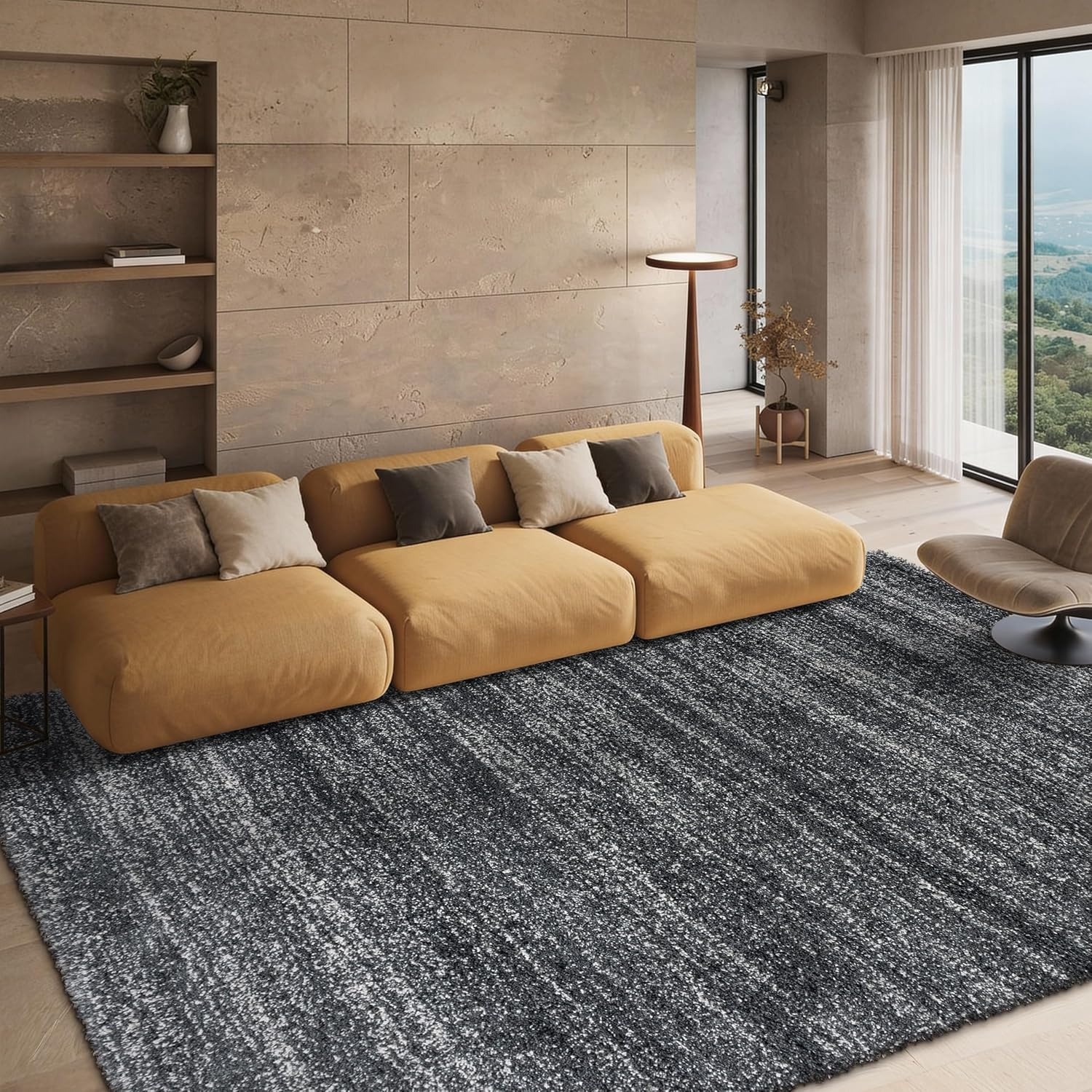image:imageSAFAVIEH Hudson Shag Collection Area Rug 10 x 14 Ivory amp Grey Modern Abstract Design NonShedding amp Easy Care 2inch Thick Ideal for High Traffic Areas in Living Room Bedroom SGH295BDark GreyIvory