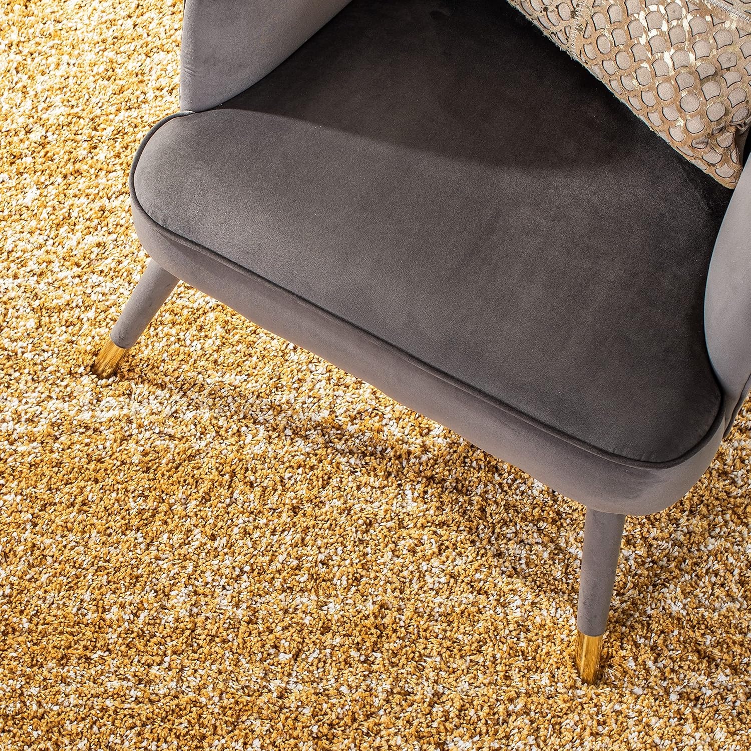 image:imageSAFAVIEH Hudson Shag Collection Area Rug 10 x 14 Ivory amp Grey Modern Abstract Design NonShedding amp Easy Care 2inch Thick Ideal for High Traffic Areas in Living Room Bedroom SGH295BGoldIvory