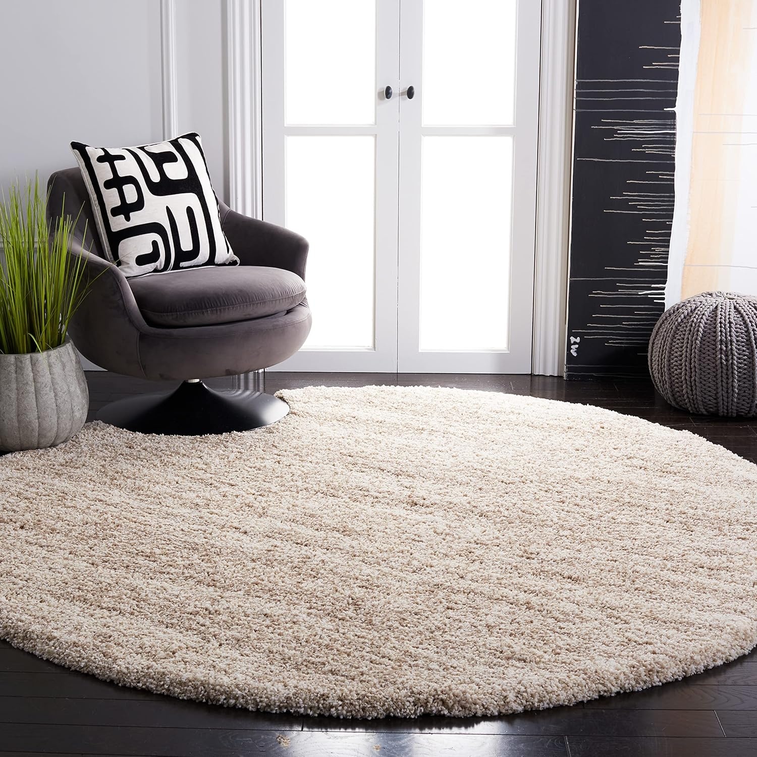 image:imageSAFAVIEH Hudson Shag Collection Area Rug 10 x 14 Ivory amp Grey Modern Abstract Design NonShedding amp Easy Care 2inch Thick Ideal for High Traffic Areas in Living Room Bedroom SGH295BIvoryBeige
