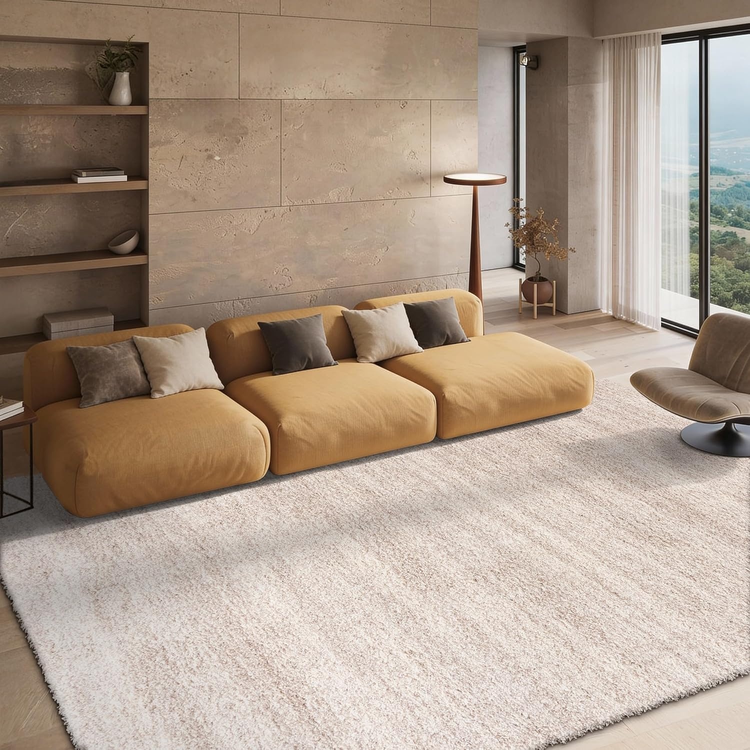 image:imageSAFAVIEH Hudson Shag Collection Area Rug 10 x 14 Ivory amp Grey Modern Abstract Design NonShedding amp Easy Care 2inch Thick Ideal for High Traffic Areas in Living Room Bedroom SGH295BIvoryBeige