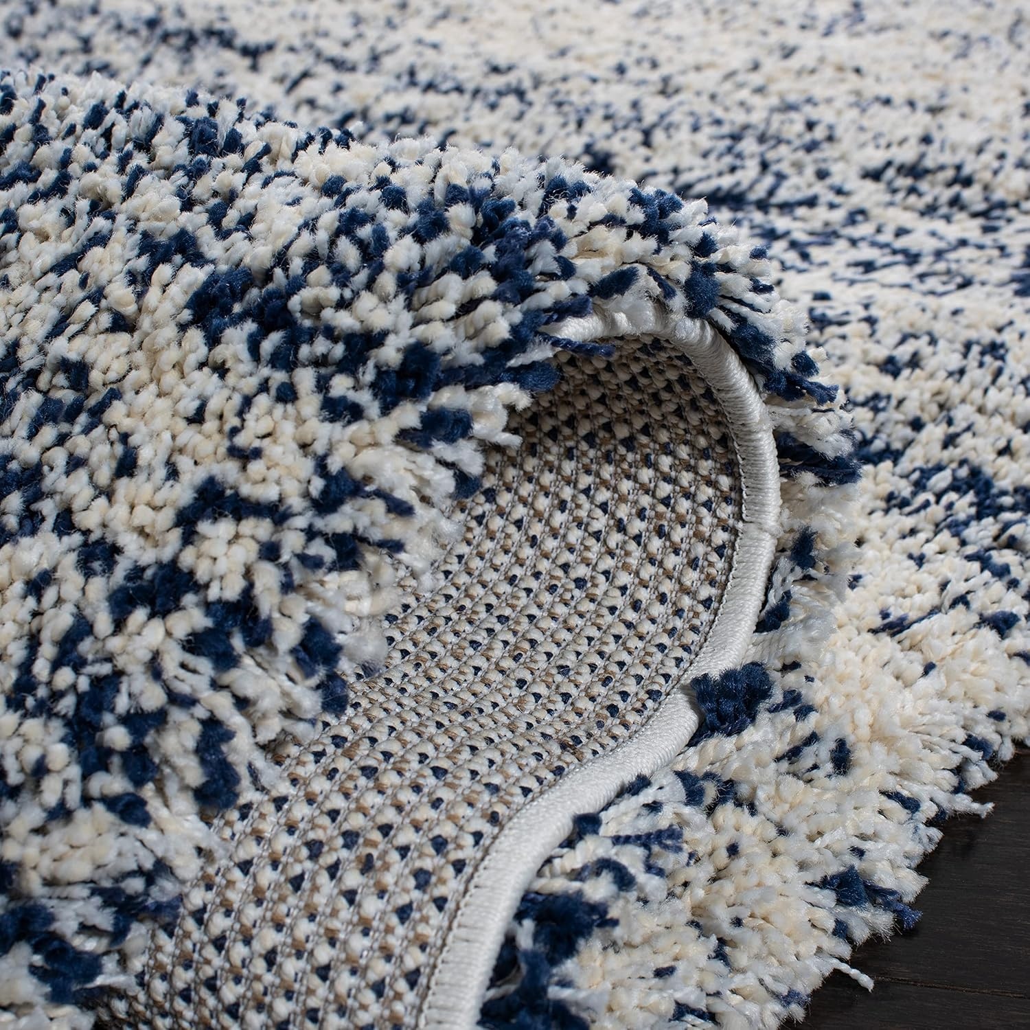 image:imageSAFAVIEH Hudson Shag Collection Area Rug 10 x 14 Ivory amp Grey Modern Abstract Design NonShedding amp Easy Care 2inch Thick Ideal for High Traffic Areas in Living Room Bedroom SGH295BIvoryNavy
