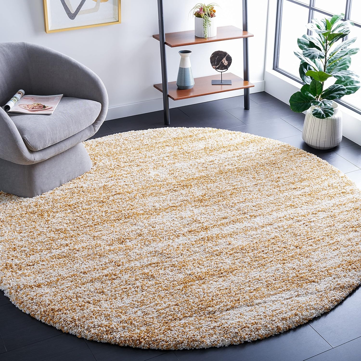 image:imageSAFAVIEH Hudson Shag Collection Area Rug 10 x 14 Ivory amp Grey Modern Abstract Design NonShedding amp Easy Care 2inch Thick Ideal for High Traffic Areas in Living Room Bedroom SGH295BIvoryGold