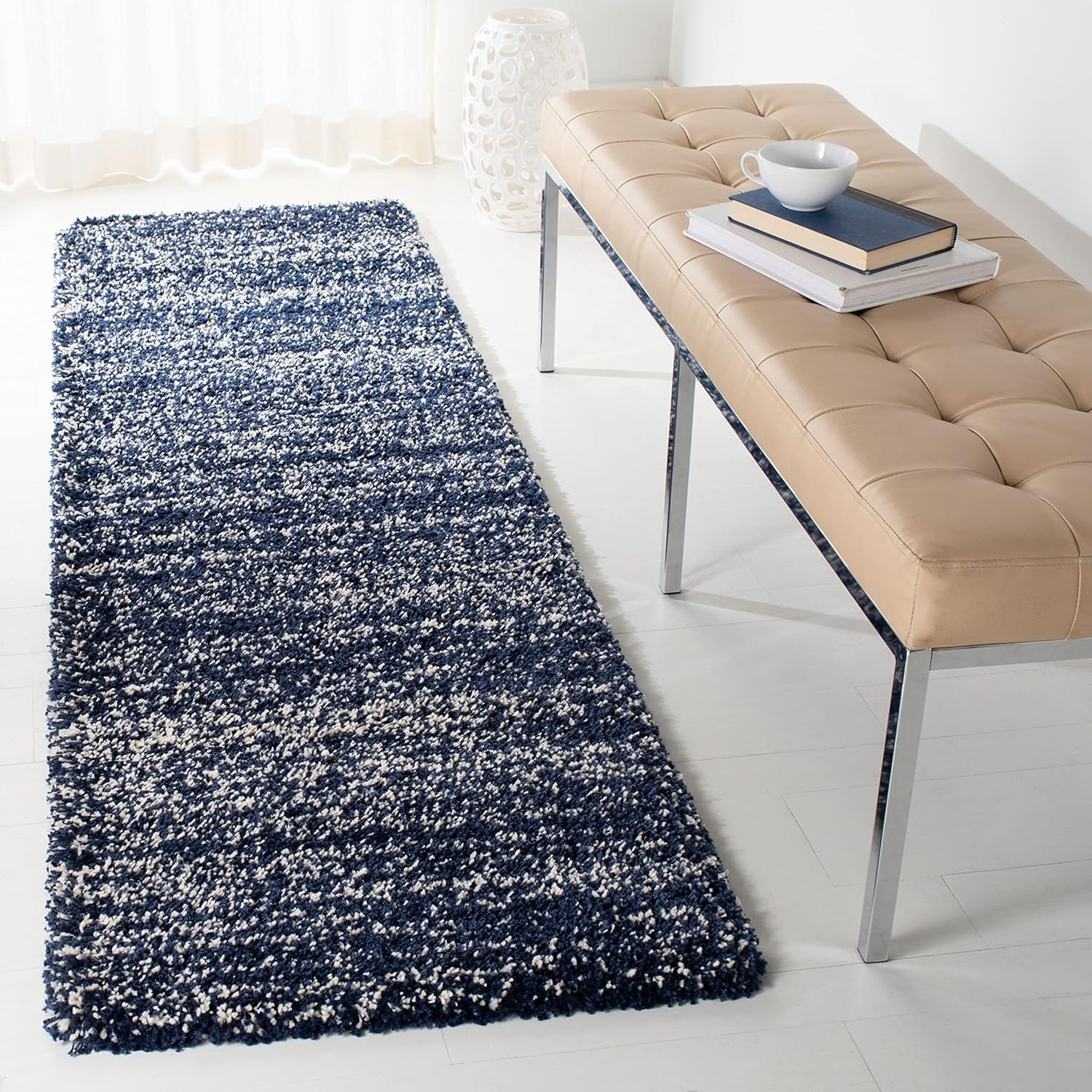 image:imageSAFAVIEH Hudson Shag Collection Area Rug 10 x 14 Ivory amp Grey Modern Abstract Design NonShedding amp Easy Care 2inch Thick Ideal for High Traffic Areas in Living Room Bedroom SGH295BNavyIvory