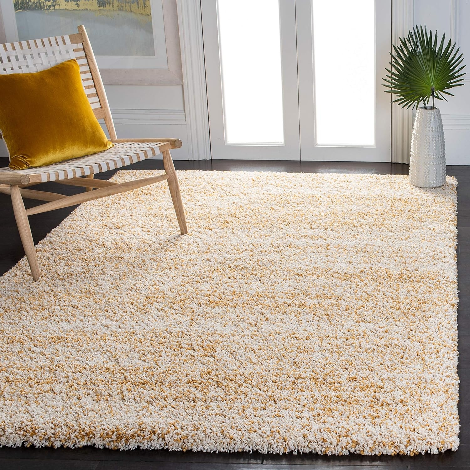 image:imageSAFAVIEH Hudson Shag Collection Area Rug 10 x 14 Ivory amp Grey Modern Abstract Design NonShedding amp Easy Care 2inch Thick Ideal for High Traffic Areas in Living Room Bedroom SGH295BIvoryGold