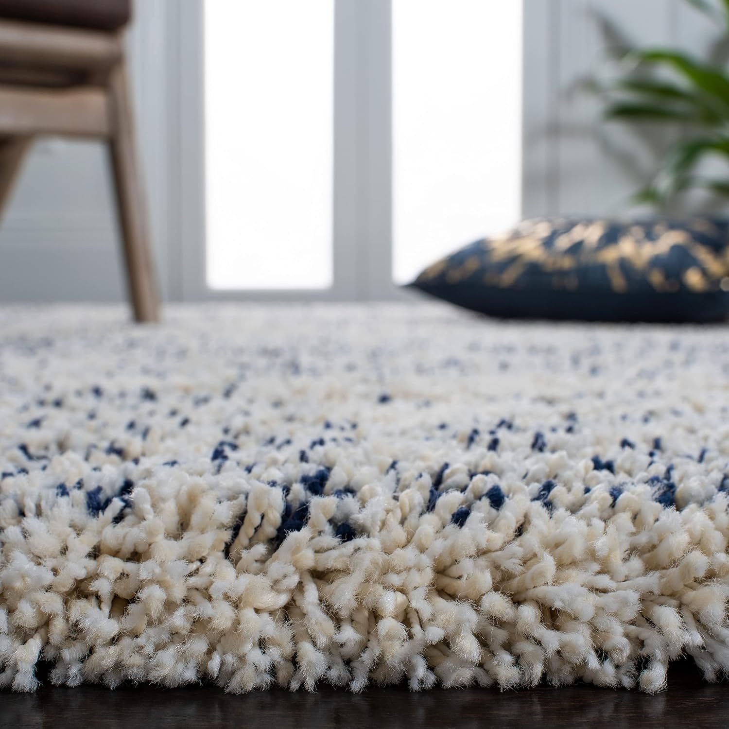 image:imageSAFAVIEH Hudson Shag Collection Area Rug 10 x 14 Ivory amp Grey Modern Abstract Design NonShedding amp Easy Care 2inch Thick Ideal for High Traffic Areas in Living Room Bedroom SGH295BIvoryNavy