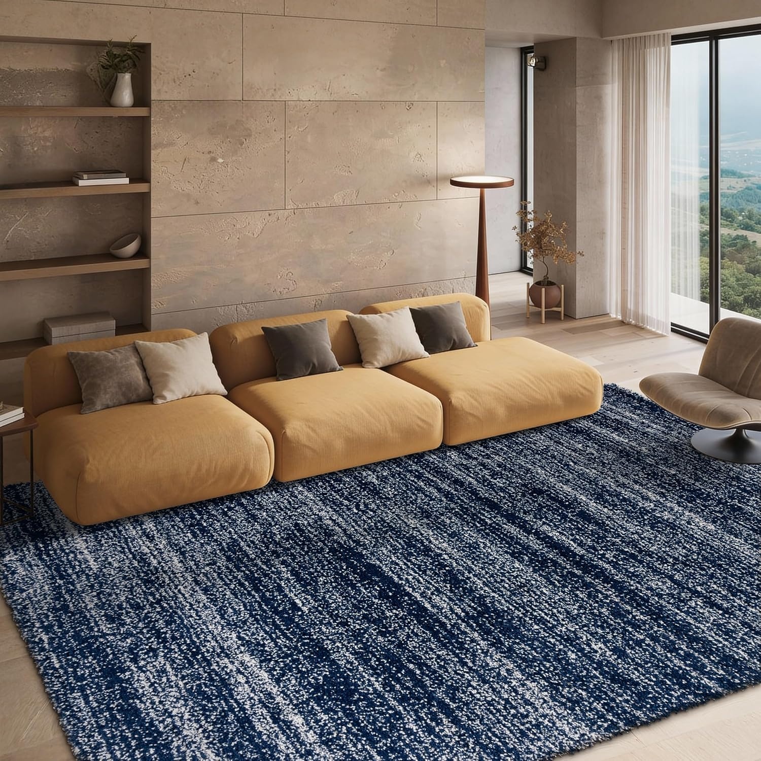image:imageSAFAVIEH Hudson Shag Collection Area Rug 10 x 14 Ivory amp Grey Modern Abstract Design NonShedding amp Easy Care 2inch Thick Ideal for High Traffic Areas in Living Room Bedroom SGH295BNavyIvory