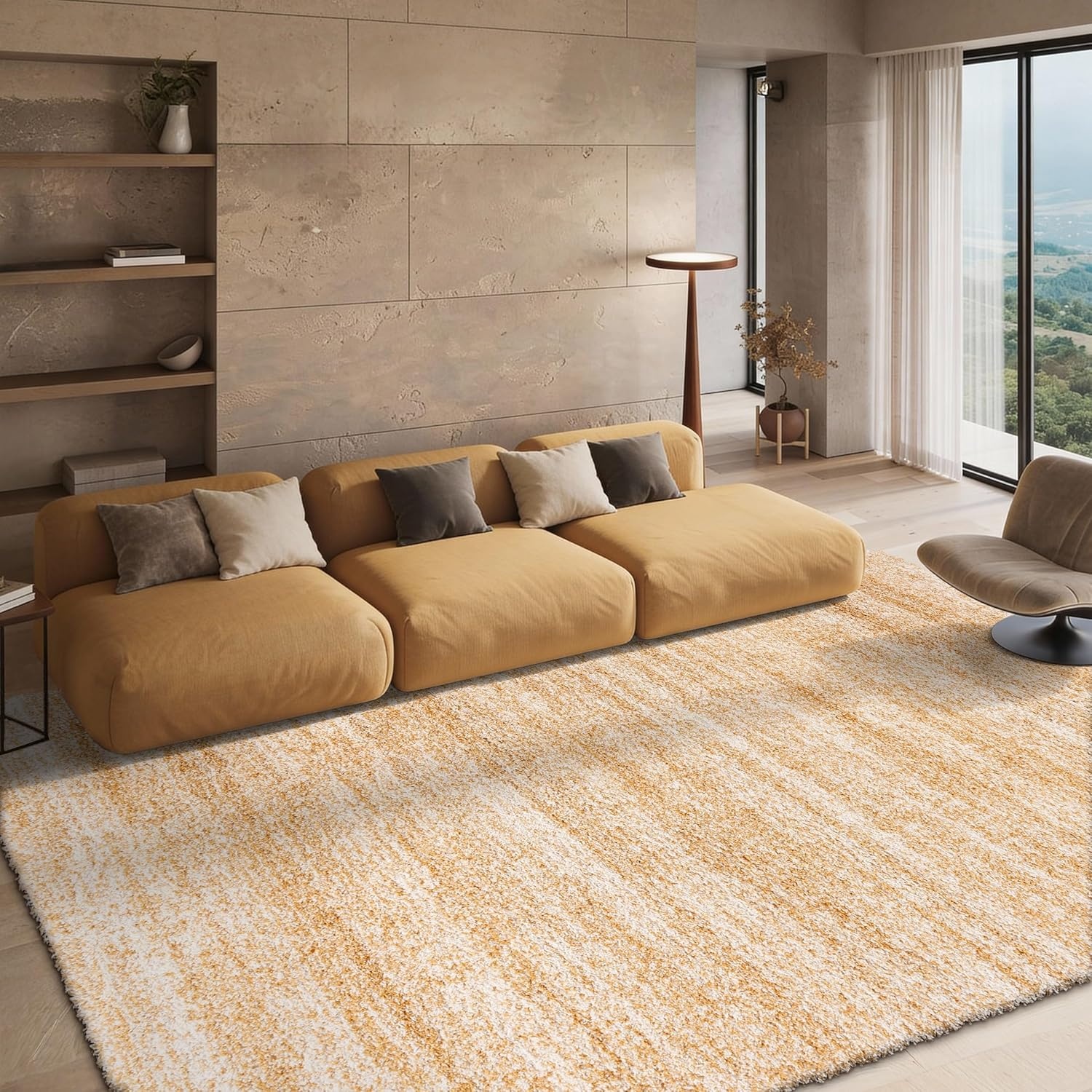 image:imageSAFAVIEH Hudson Shag Collection Area Rug 10 x 14 Ivory amp Grey Modern Abstract Design NonShedding amp Easy Care 2inch Thick Ideal for High Traffic Areas in Living Room Bedroom SGH295BIvoryGold