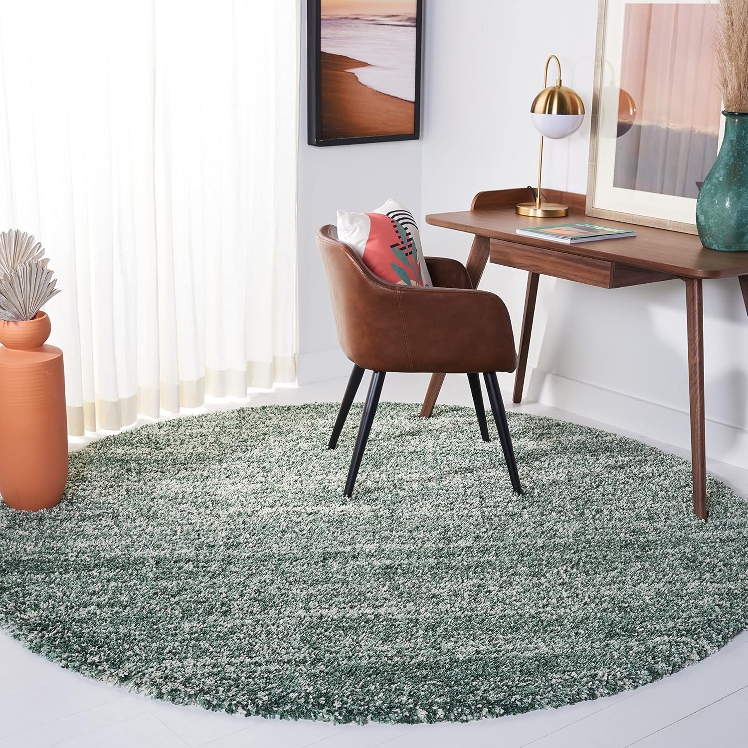 image:imageSAFAVIEH Hudson Shag Collection Area Rug 10 x 14 Ivory amp Grey Modern Abstract Design NonShedding amp Easy Care 2inch Thick Ideal for High Traffic Areas in Living Room Bedroom SGH295BGreenIvory