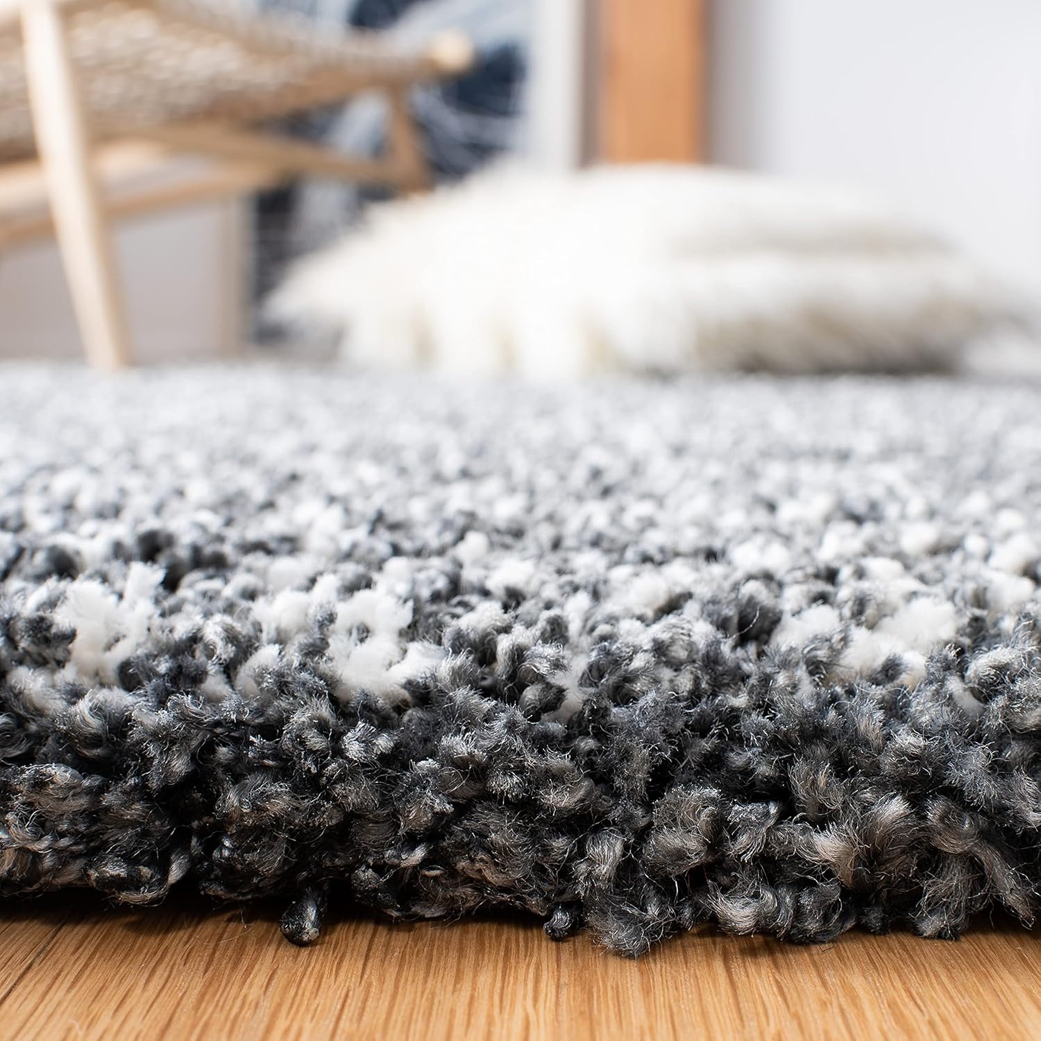 image:imageSAFAVIEH Hudson Shag Collection Area Rug 10 x 14 Ivory amp Grey Modern Abstract Design NonShedding amp Easy Care 2inch Thick Ideal for High Traffic Areas in Living Room Bedroom SGH295BDark GreyIvory