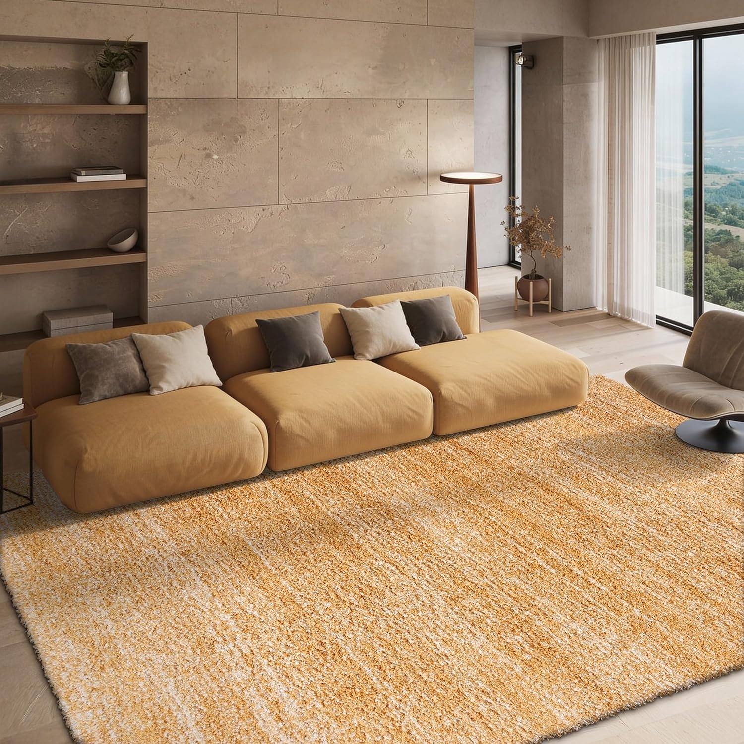 image:imageSAFAVIEH Hudson Shag Collection Area Rug 10 x 14 Ivory amp Grey Modern Abstract Design NonShedding amp Easy Care 2inch Thick Ideal for High Traffic Areas in Living Room Bedroom SGH295BGoldIvory