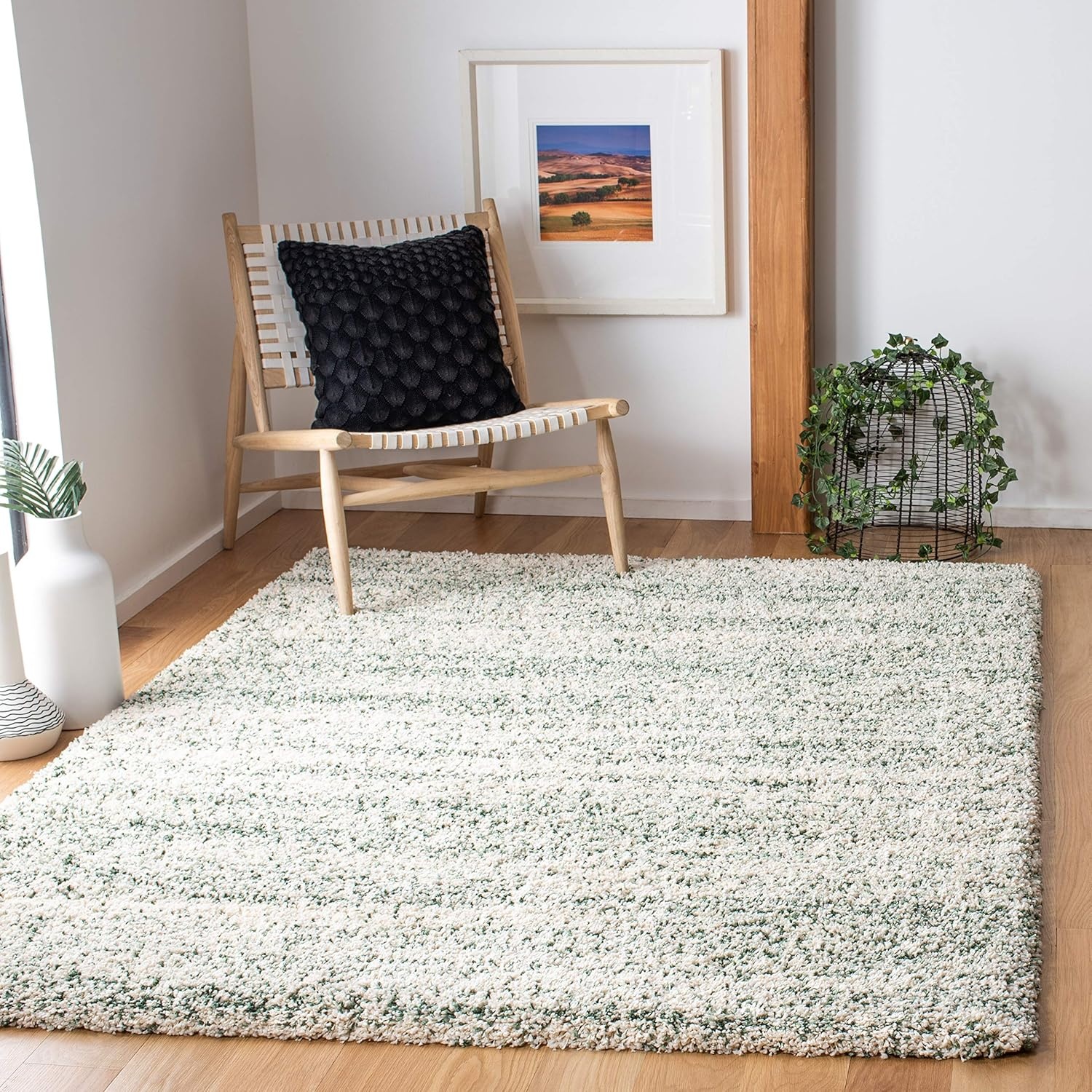 image:imageSAFAVIEH Hudson Shag Collection Area Rug 10 x 14 Ivory amp Grey Modern Abstract Design NonShedding amp Easy Care 2inch Thick Ideal for High Traffic Areas in Living Room Bedroom SGH295BIvoryGreen