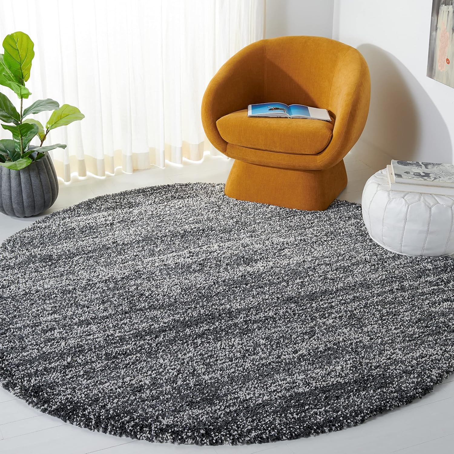 image:imageSAFAVIEH Hudson Shag Collection Area Rug 10 x 14 Ivory amp Grey Modern Abstract Design NonShedding amp Easy Care 2inch Thick Ideal for High Traffic Areas in Living Room Bedroom SGH295BDark GreyIvory