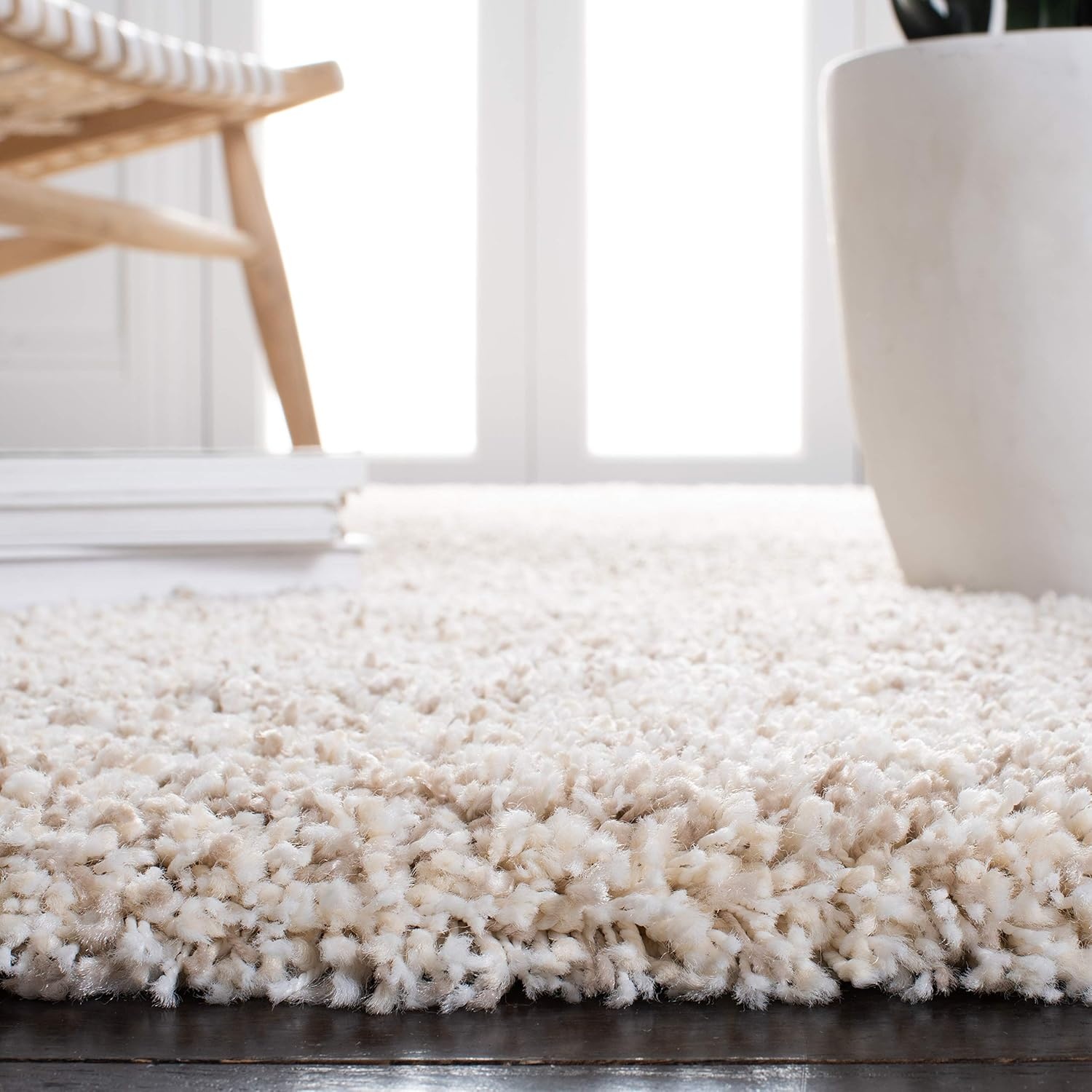image:imageSAFAVIEH Hudson Shag Collection Area Rug 10 x 14 Ivory amp Grey Modern Abstract Design NonShedding amp Easy Care 2inch Thick Ideal for High Traffic Areas in Living Room Bedroom SGH295BIvoryBeige
