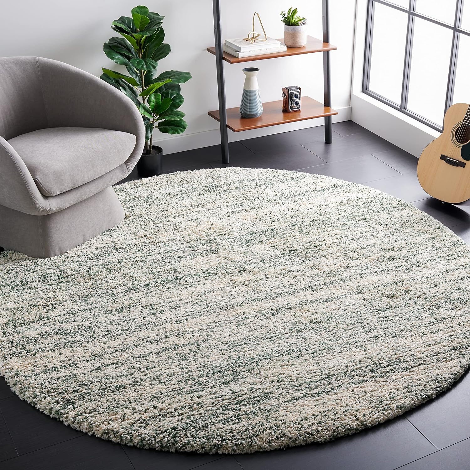 image:imageSAFAVIEH Hudson Shag Collection Area Rug 10 x 14 Ivory amp Grey Modern Abstract Design NonShedding amp Easy Care 2inch Thick Ideal for High Traffic Areas in Living Room Bedroom SGH295BIvoryGreen