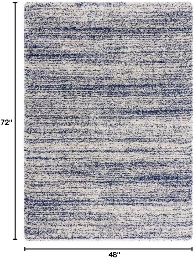 image:imageSAFAVIEH Hudson Shag Collection Area Rug 10 x 14 Ivory amp Grey Modern Abstract Design NonShedding amp Easy Care 2inch Thick Ideal for High Traffic Areas in Living Room Bedroom SGH295BIvoryNavy