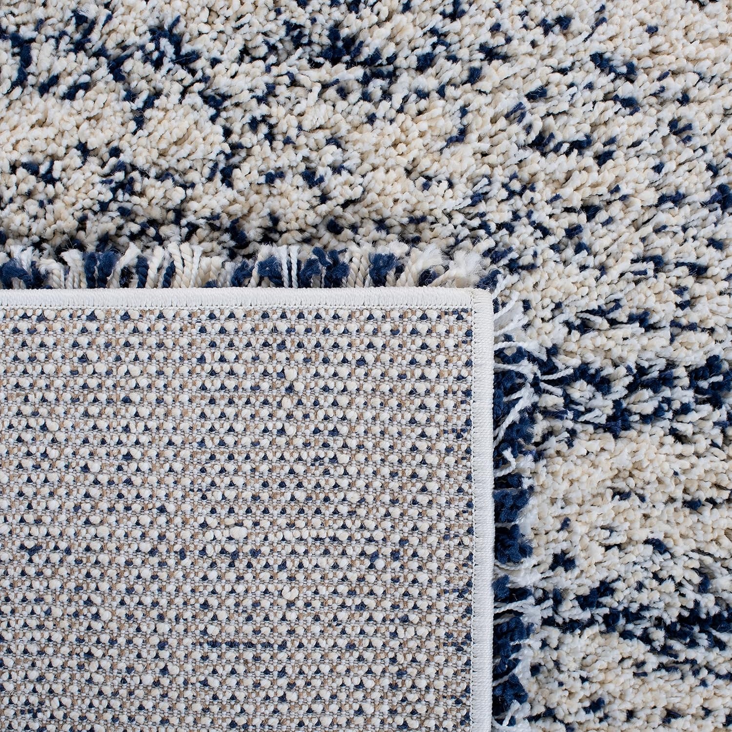 image:imageSAFAVIEH Hudson Shag Collection Area Rug 10 x 14 Ivory amp Grey Modern Abstract Design NonShedding amp Easy Care 2inch Thick Ideal for High Traffic Areas in Living Room Bedroom SGH295BIvoryNavy