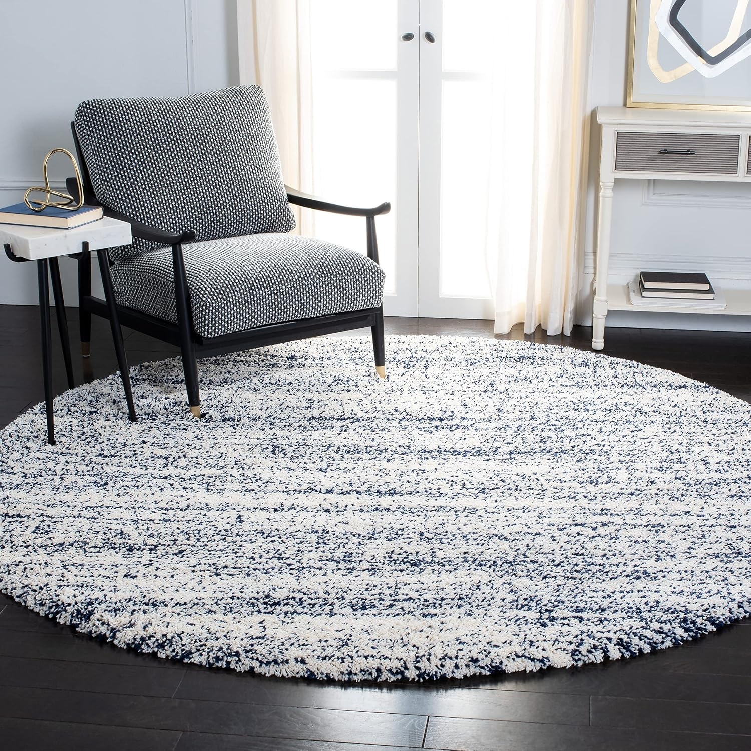 image:imageSAFAVIEH Hudson Shag Collection Area Rug 10 x 14 Ivory amp Grey Modern Abstract Design NonShedding amp Easy Care 2inch Thick Ideal for High Traffic Areas in Living Room Bedroom SGH295BIvoryNavy