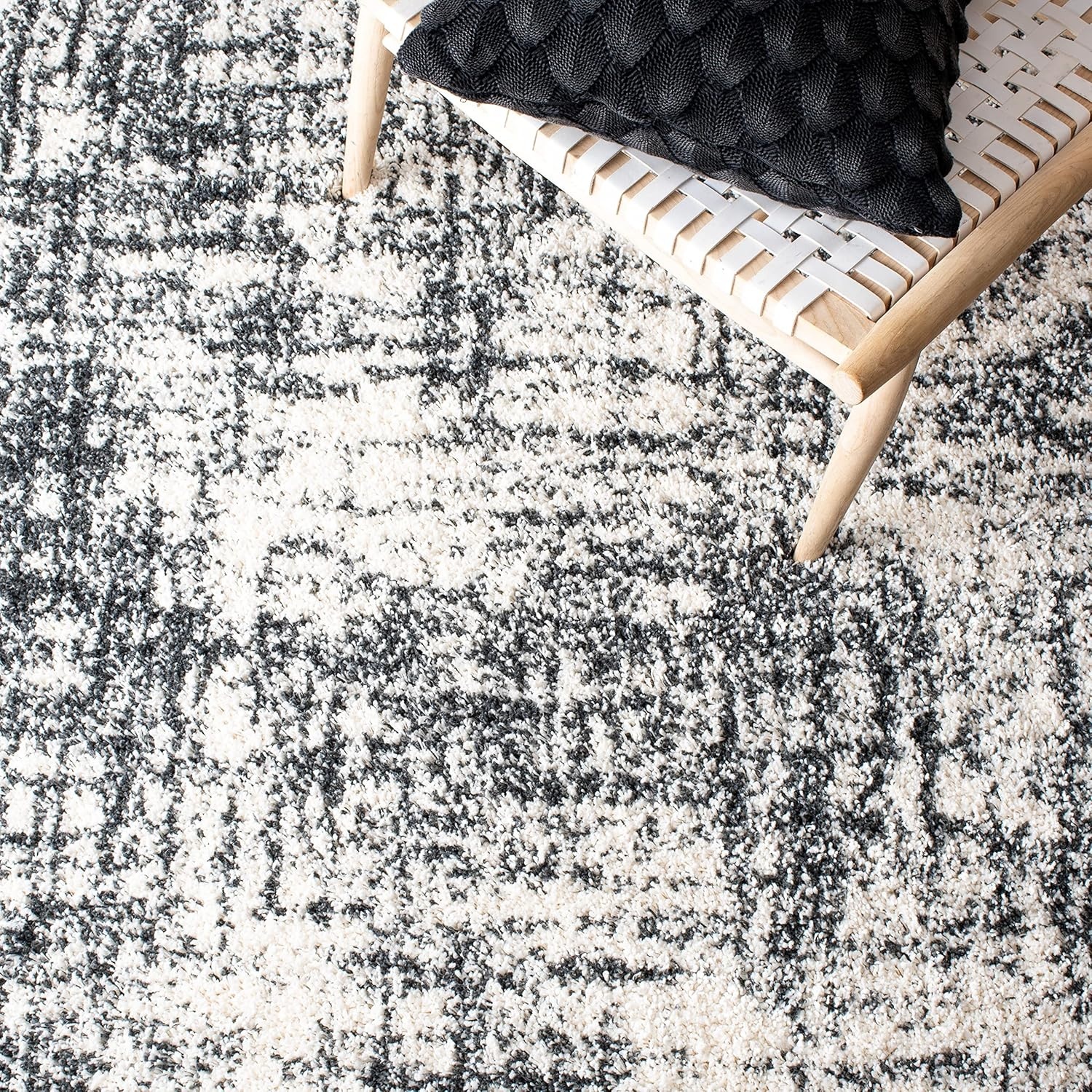 image:imageSAFAVIEH Hudson Shag Collection Area Rug 9 x 12 Ivory amp Dark Grey Modern Abstract Design NonShedding amp Easy Care 2inch Thick Ideal for High Traffic Areas in Living Room Bedroom SGH294AIvoryDark Grey