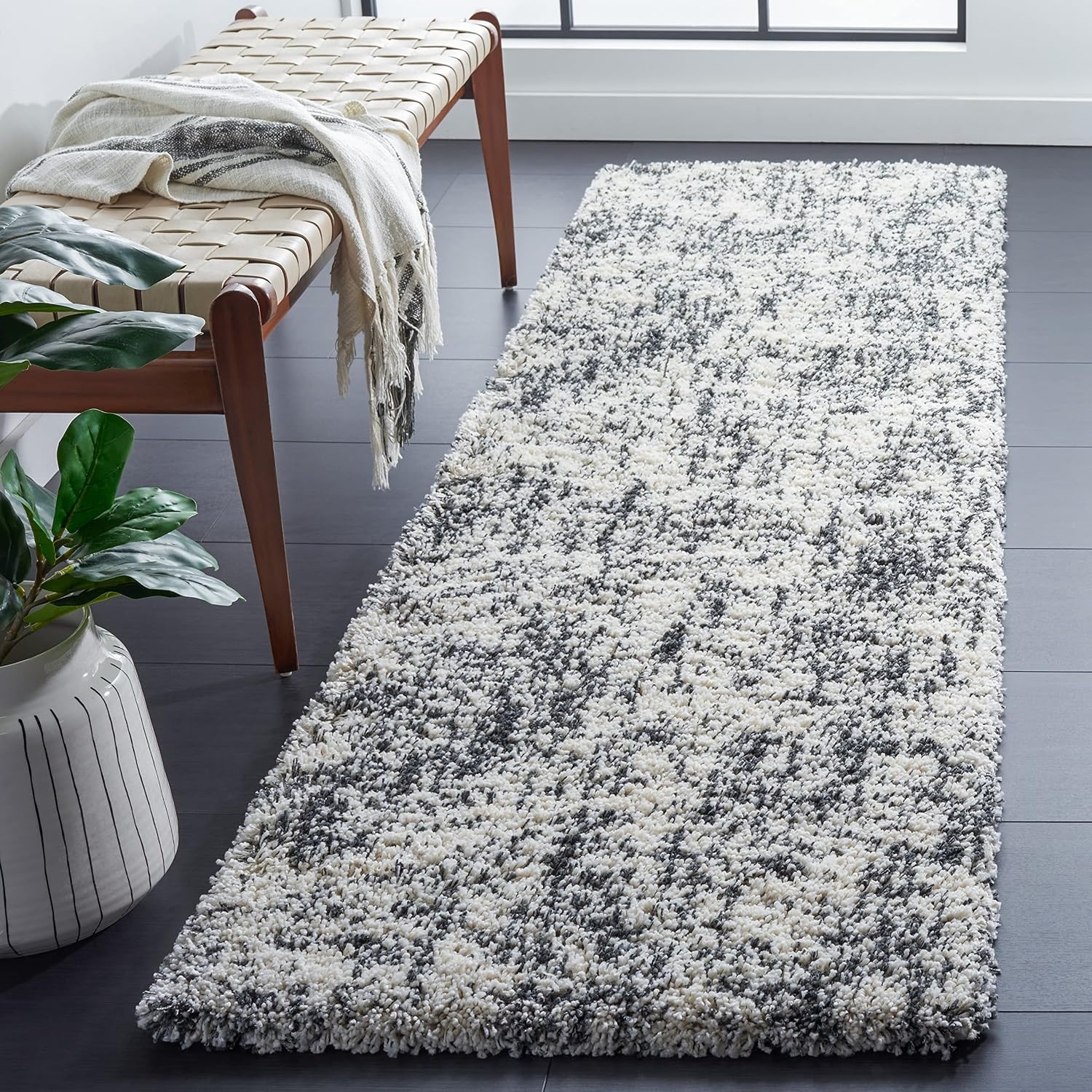 image:imageSAFAVIEH Hudson Shag Collection Area Rug 9 x 12 Ivory amp Dark Grey Modern Abstract Design NonShedding amp Easy Care 2inch Thick Ideal for High Traffic Areas in Living Room Bedroom SGH294AIvoryDark Grey